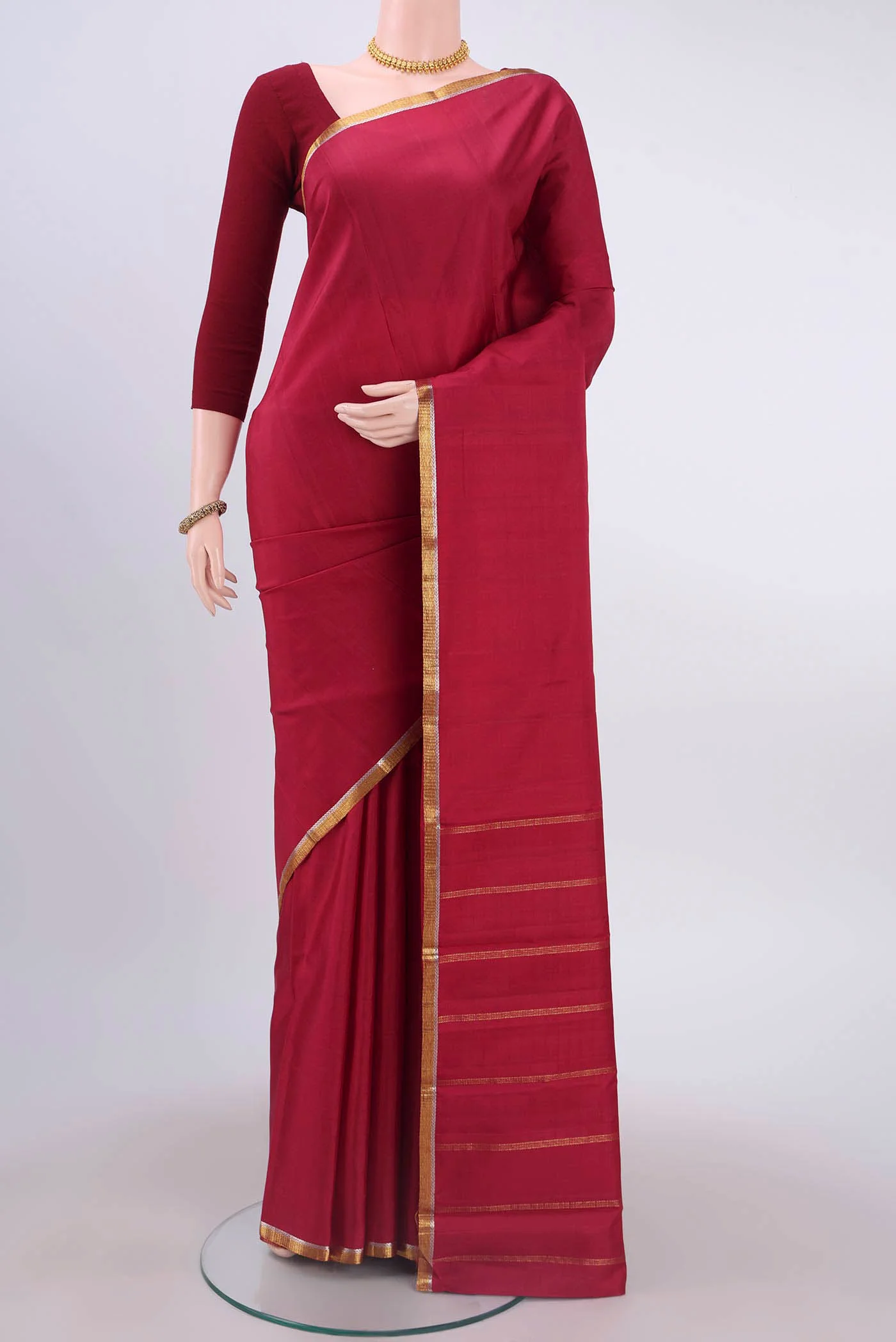 Maroon Dual Tone Kanjivaram Silk Saree