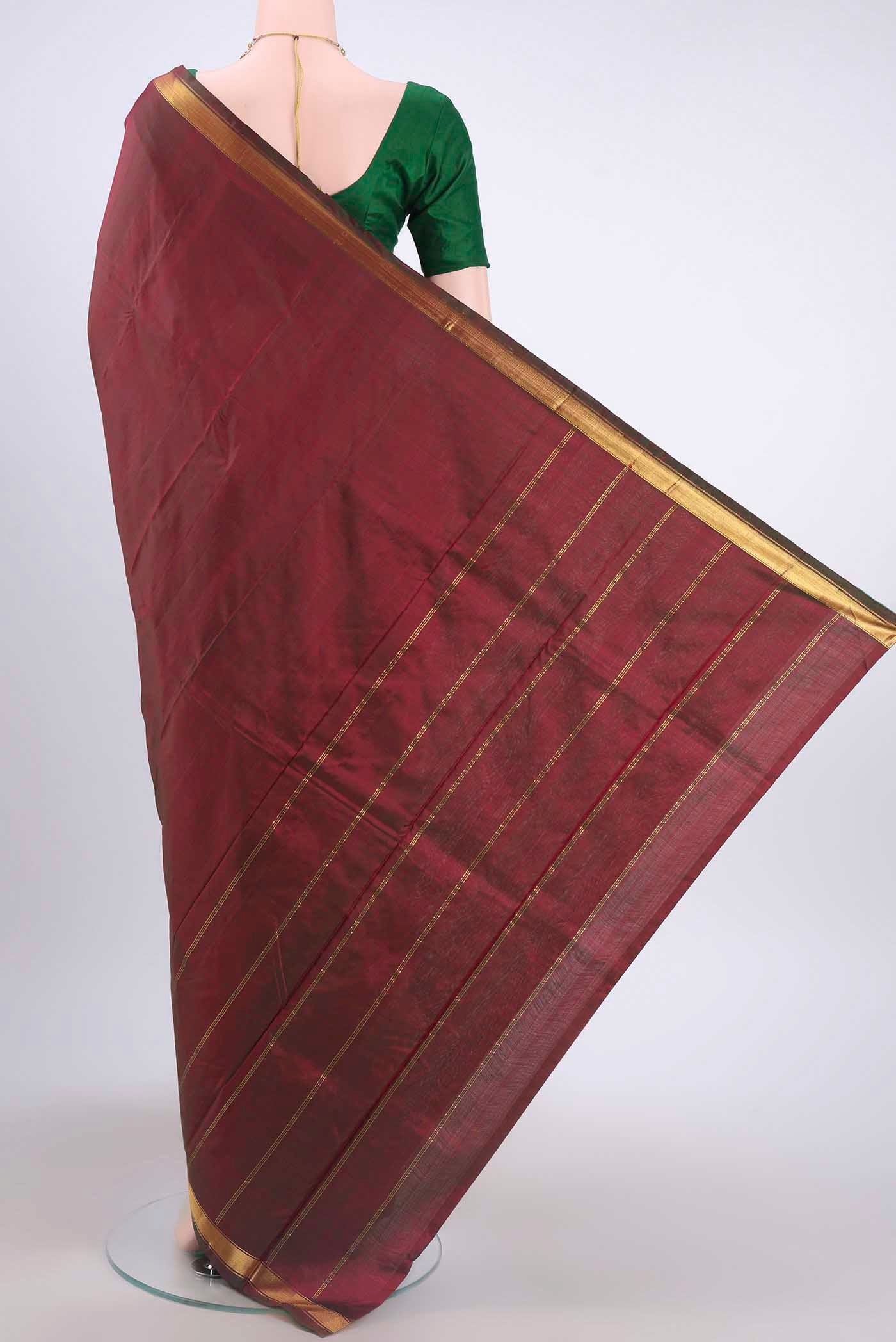 Maroon Dual Tone Kanchipuram Silk Saree - Image 3