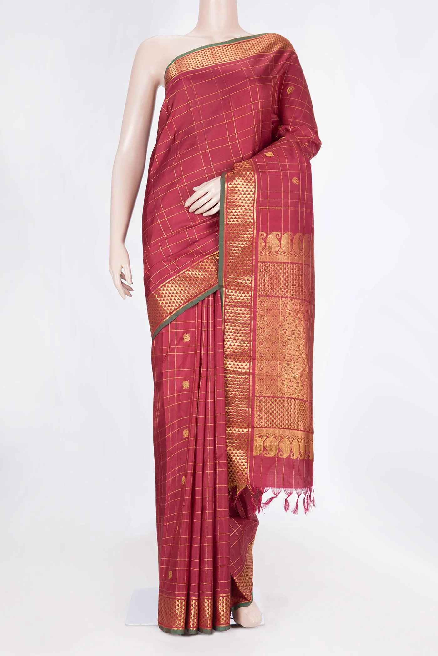 Maroon Dual Tone Kanchipuram Silk Saree