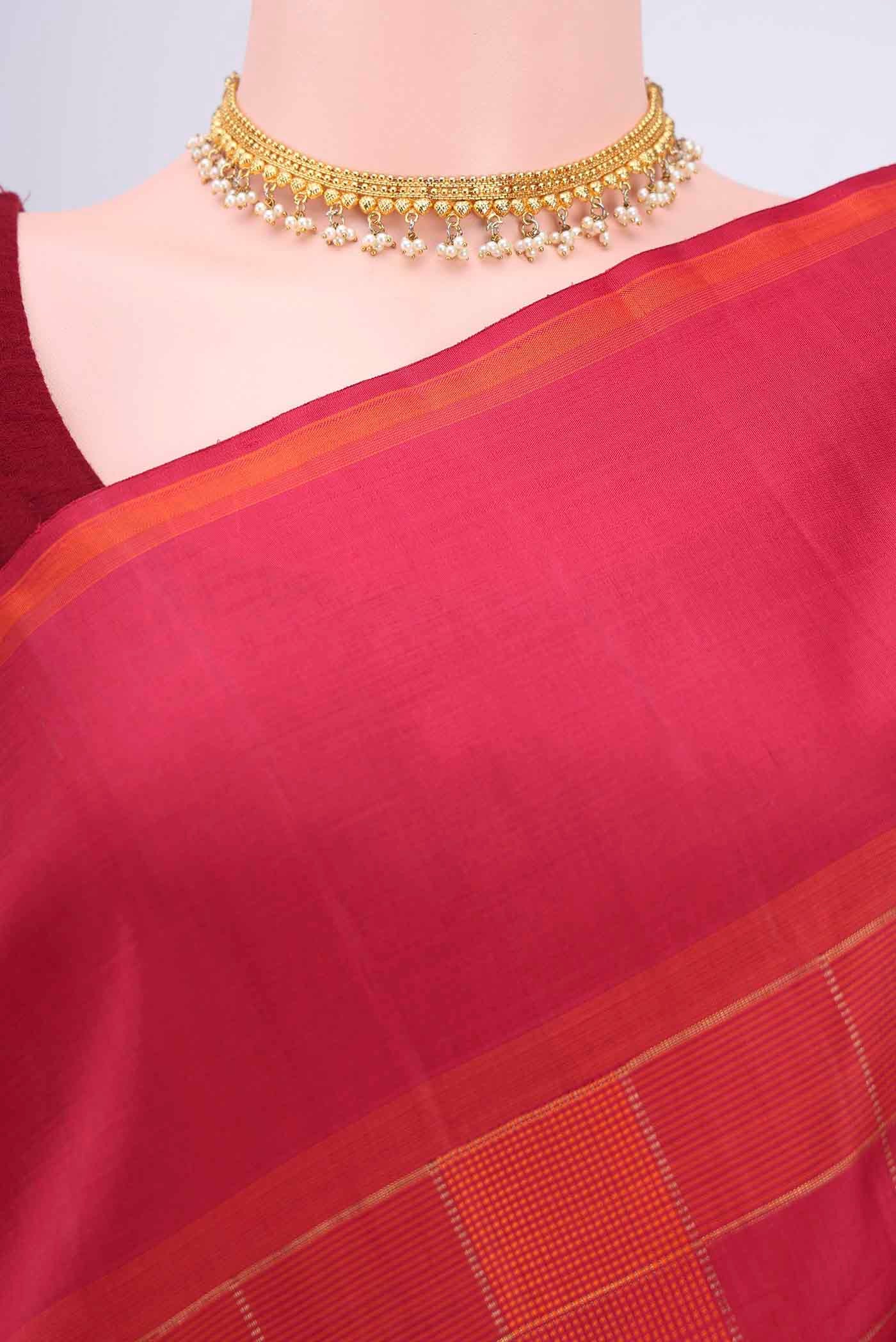 Maroon Dual Tone Kanjivaram Silk Saree - Image 2