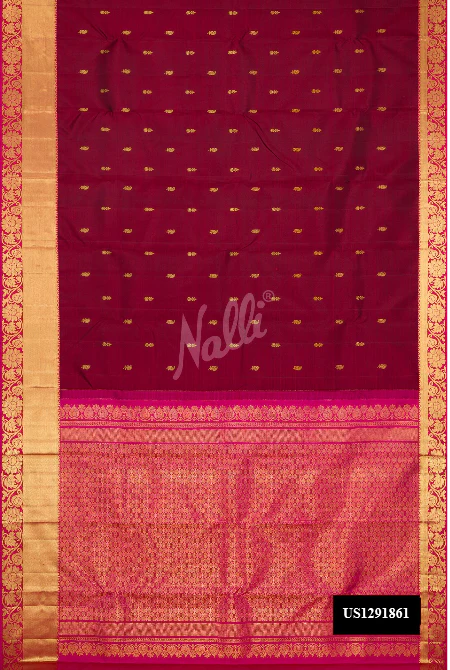 Maroon Dual Tone Kanchipuram Silk Saree