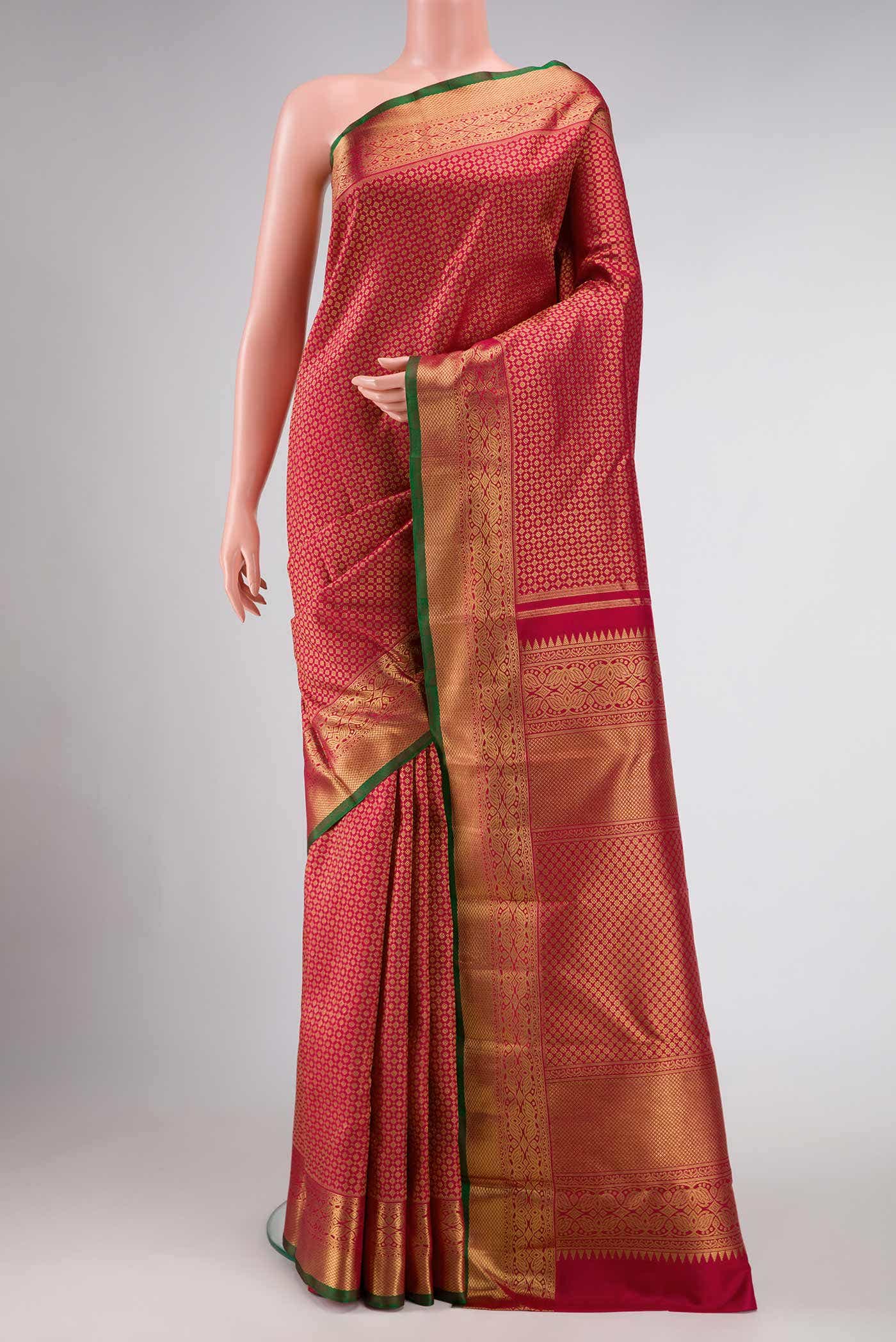 Pure Silk Pure Zari Maroon Dual Tone Kanjivaram Saree