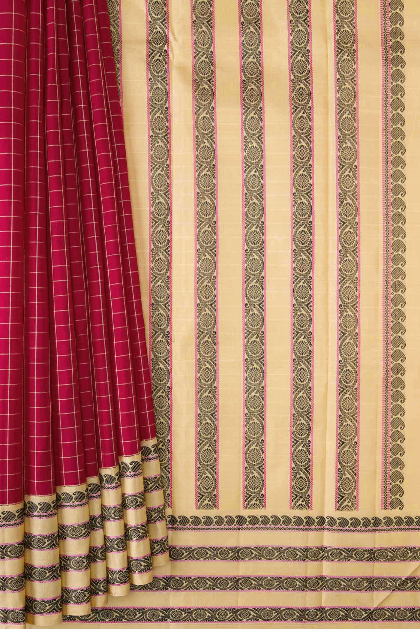 Maroon Dual Tone Kanjivaram Silk Saree - Image 2