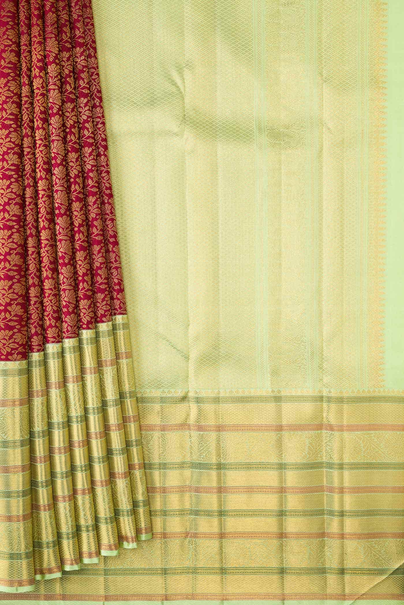 Maroon Dual Tone Kanchipuram Silk Saree - Image 2