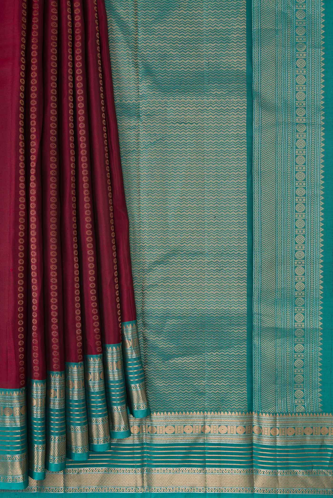 Maroon Kanjivaram Silk Saree - Image 4