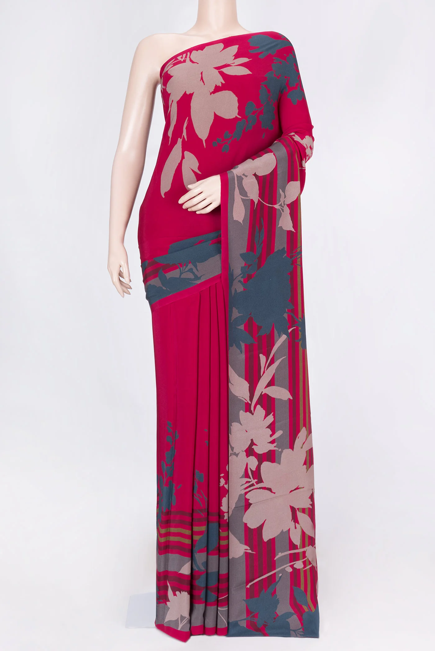 Maroon Dual Tone Mysore Crepe Saree