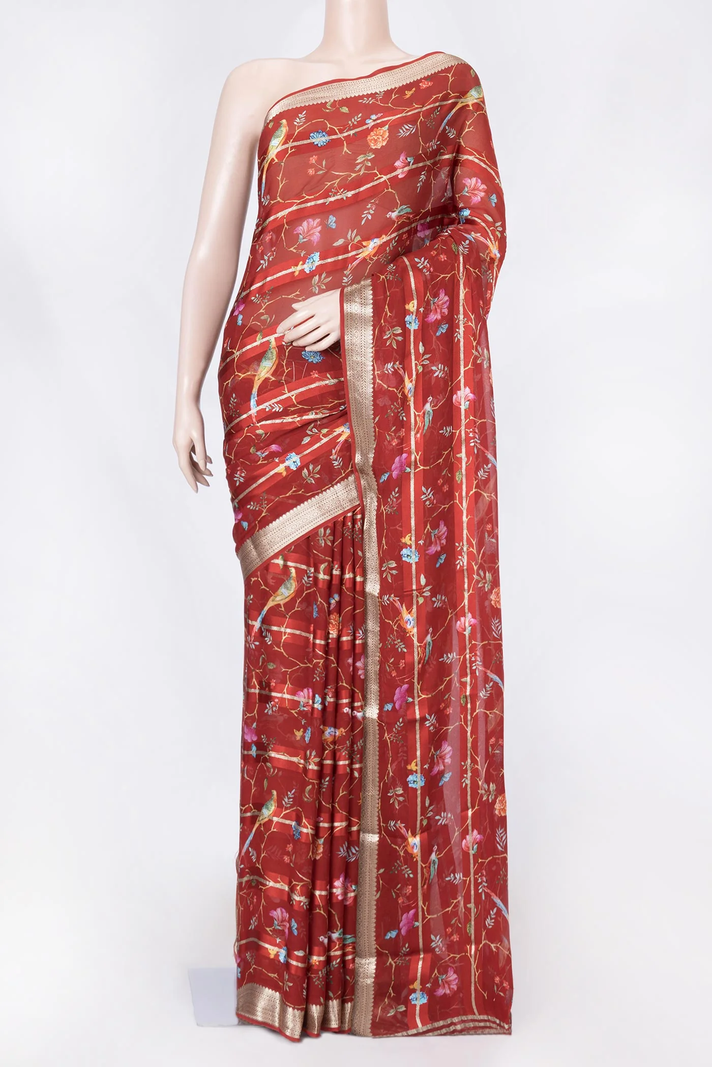 Maroon Dual Tone Mysore Georgette Saree