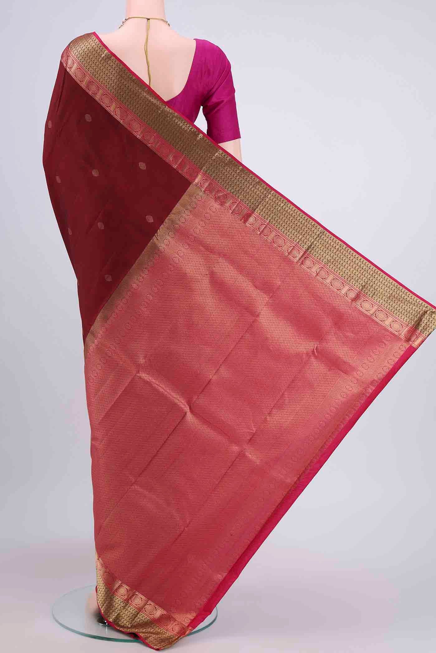 Maroon Kanchipuram Silk Saree - Image 3