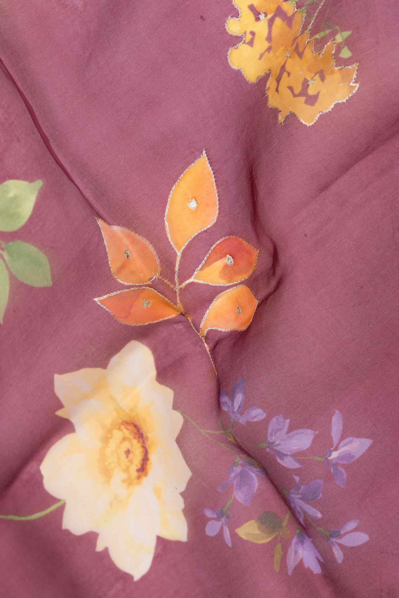 Maroon Dual Tone Organza Silk Saree - Image 2