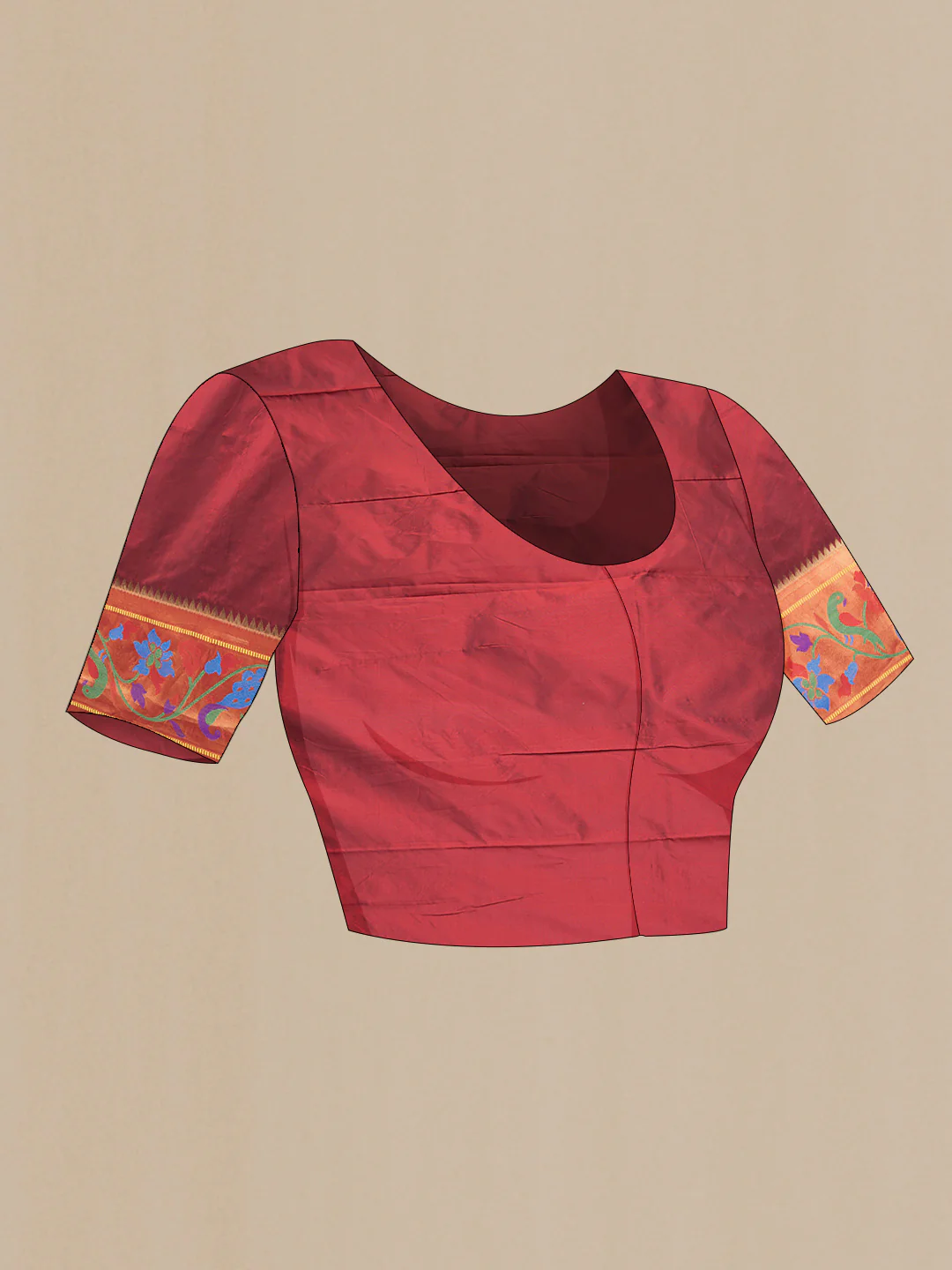 Maroon Dual Tone Paithani Silk Saree - Image 5