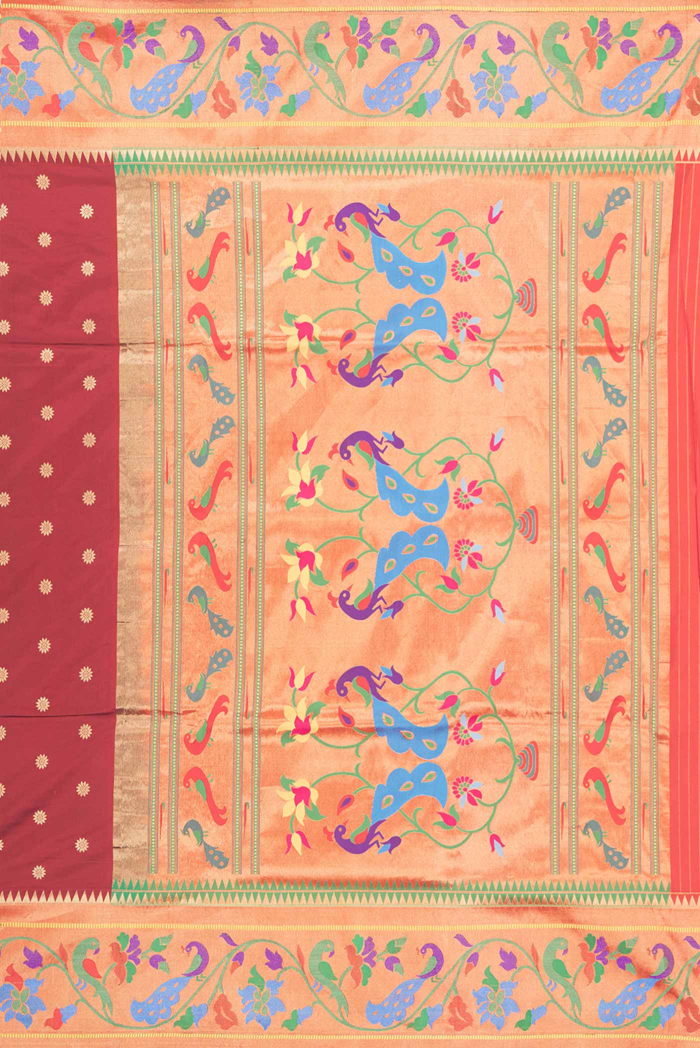 Maroon Dual Tone Paithani Silk Saree - Image 7