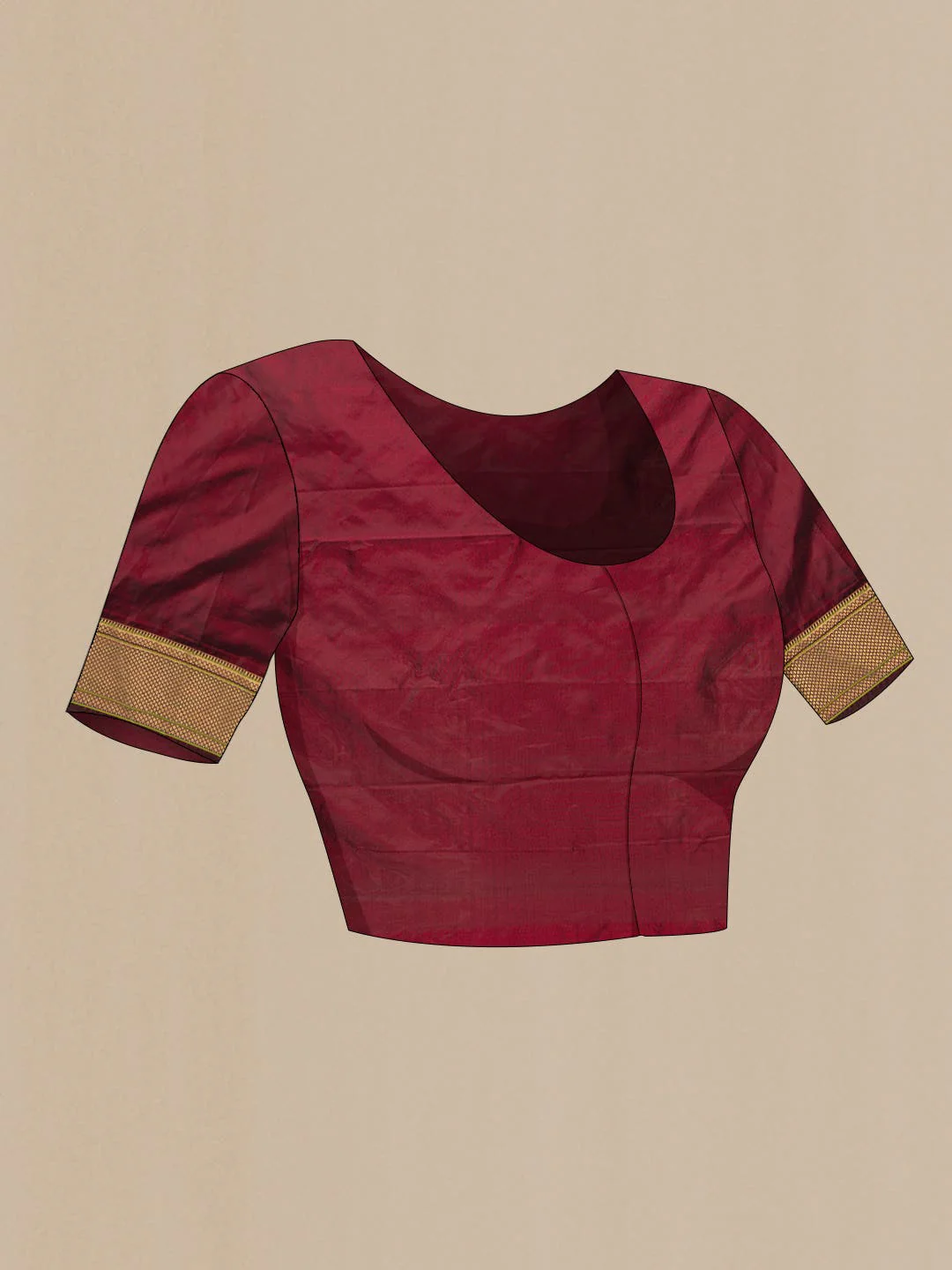 Maroon Dual Tone Paithani Silk Saree - Image 4