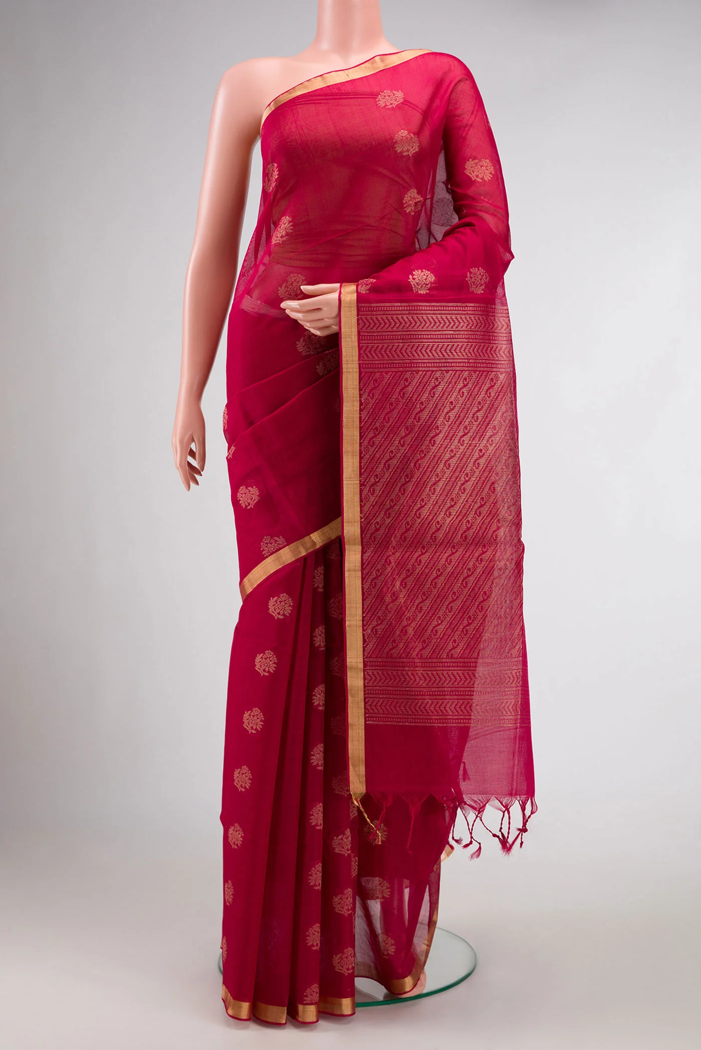 Maroon Silk Cotton Saree