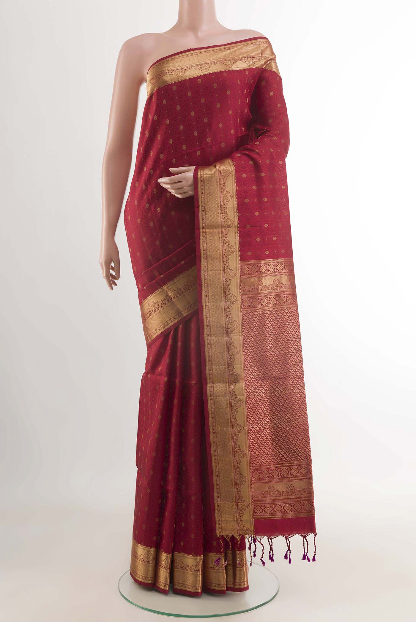 Maroon Dual Tone Soft Silk Saree