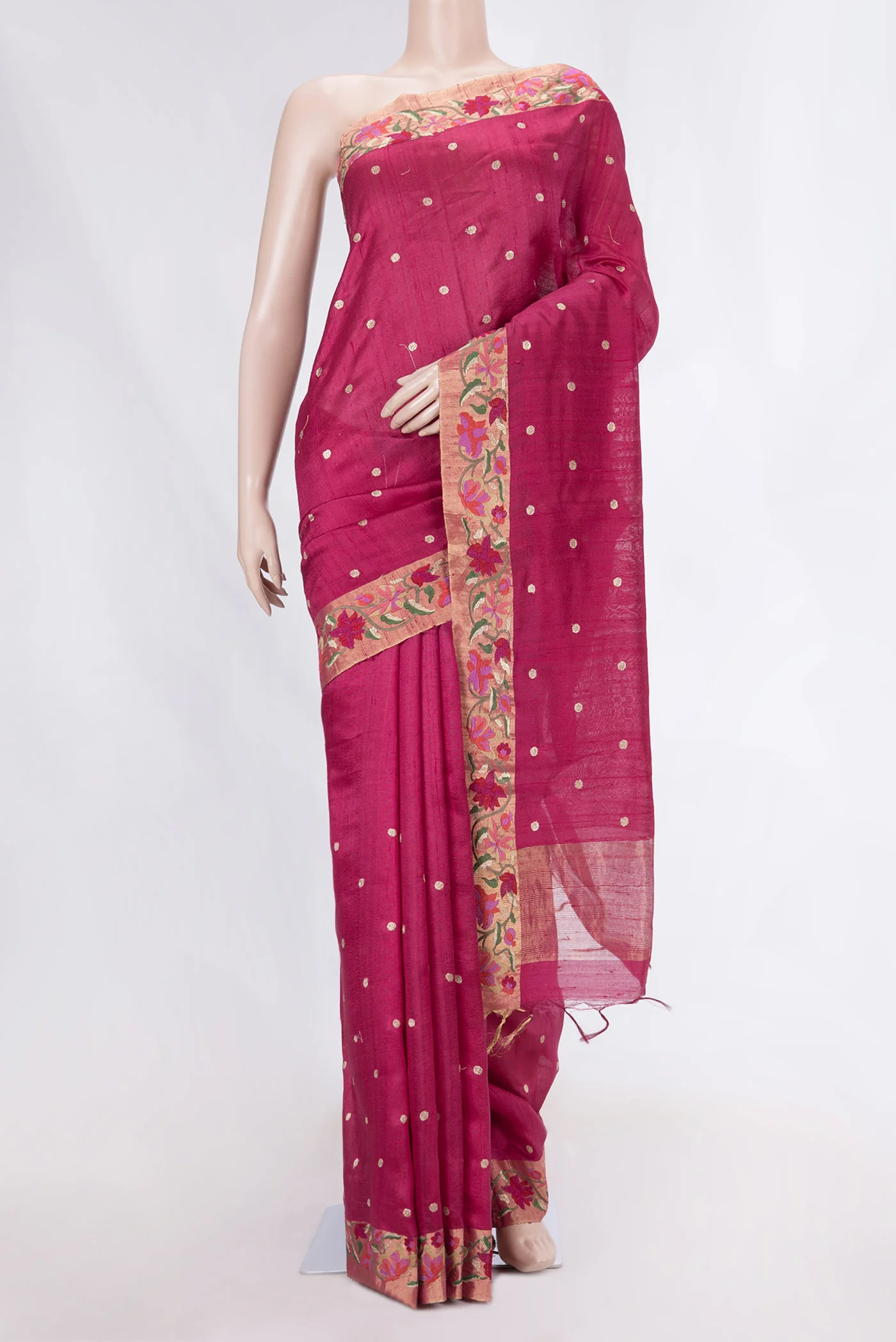 Maroon Dual Tone Tussar Saree