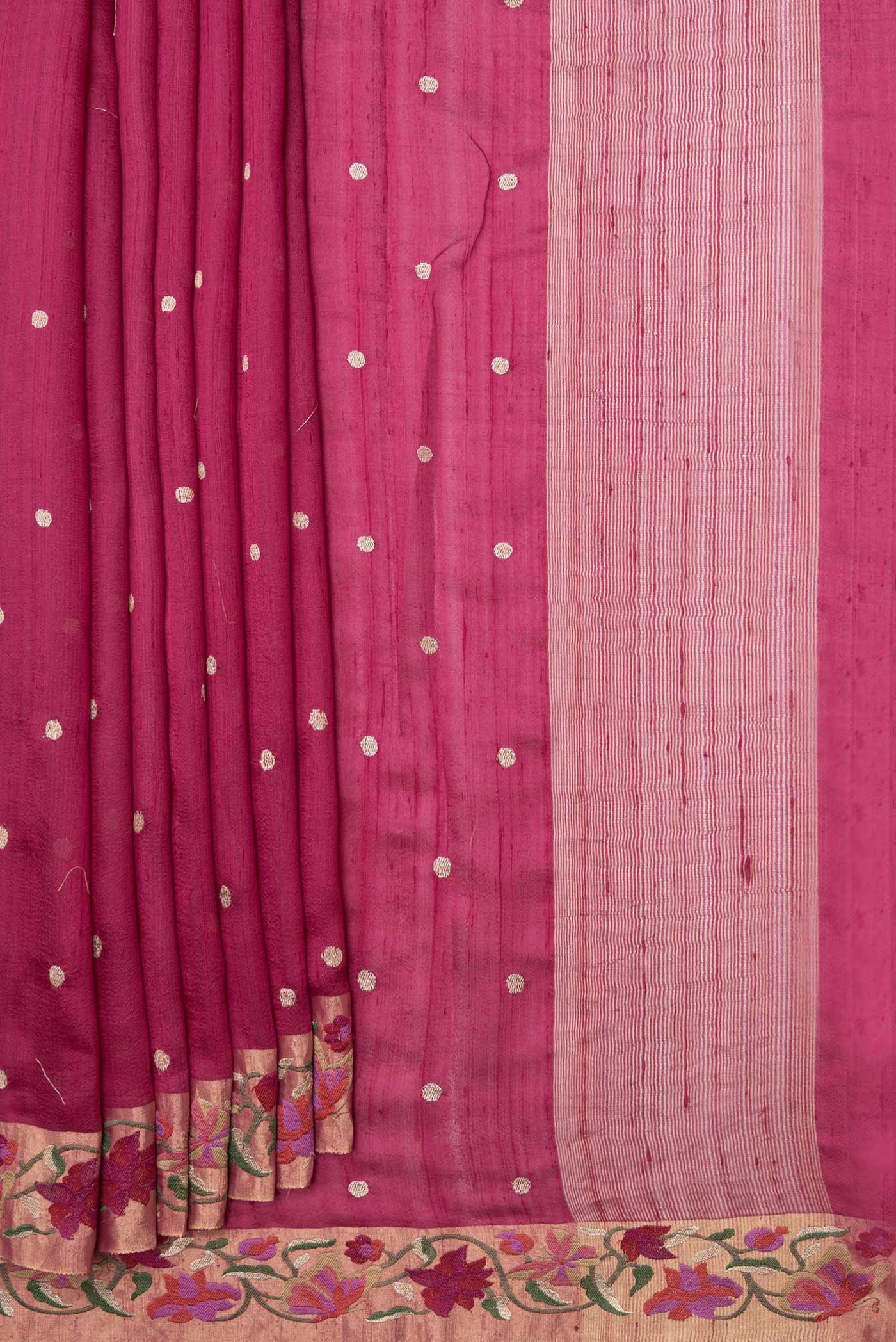 Maroon Dual Tone Tussar Saree - Image 4