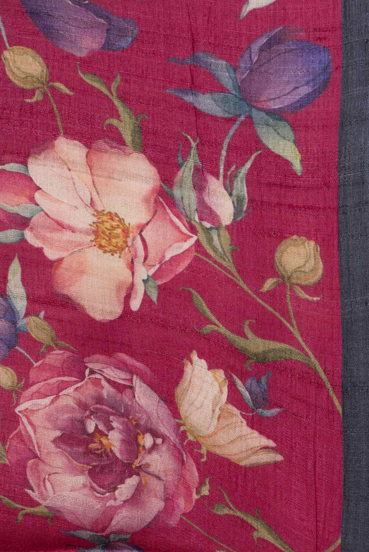 Maroon Dual Tone Tussar Silk Saree - Image 3