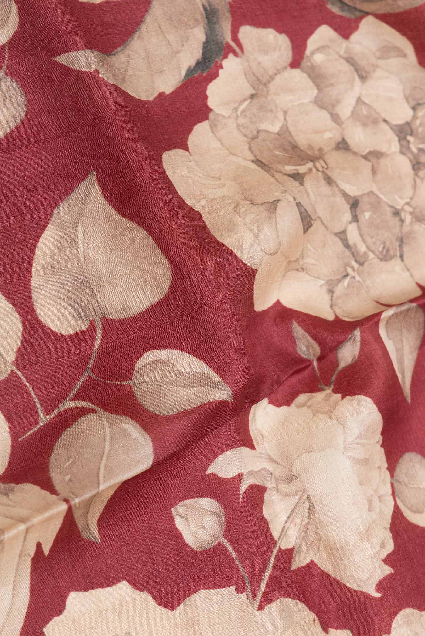 Maroon Dual Tone Tussar Silk Saree - Image 2