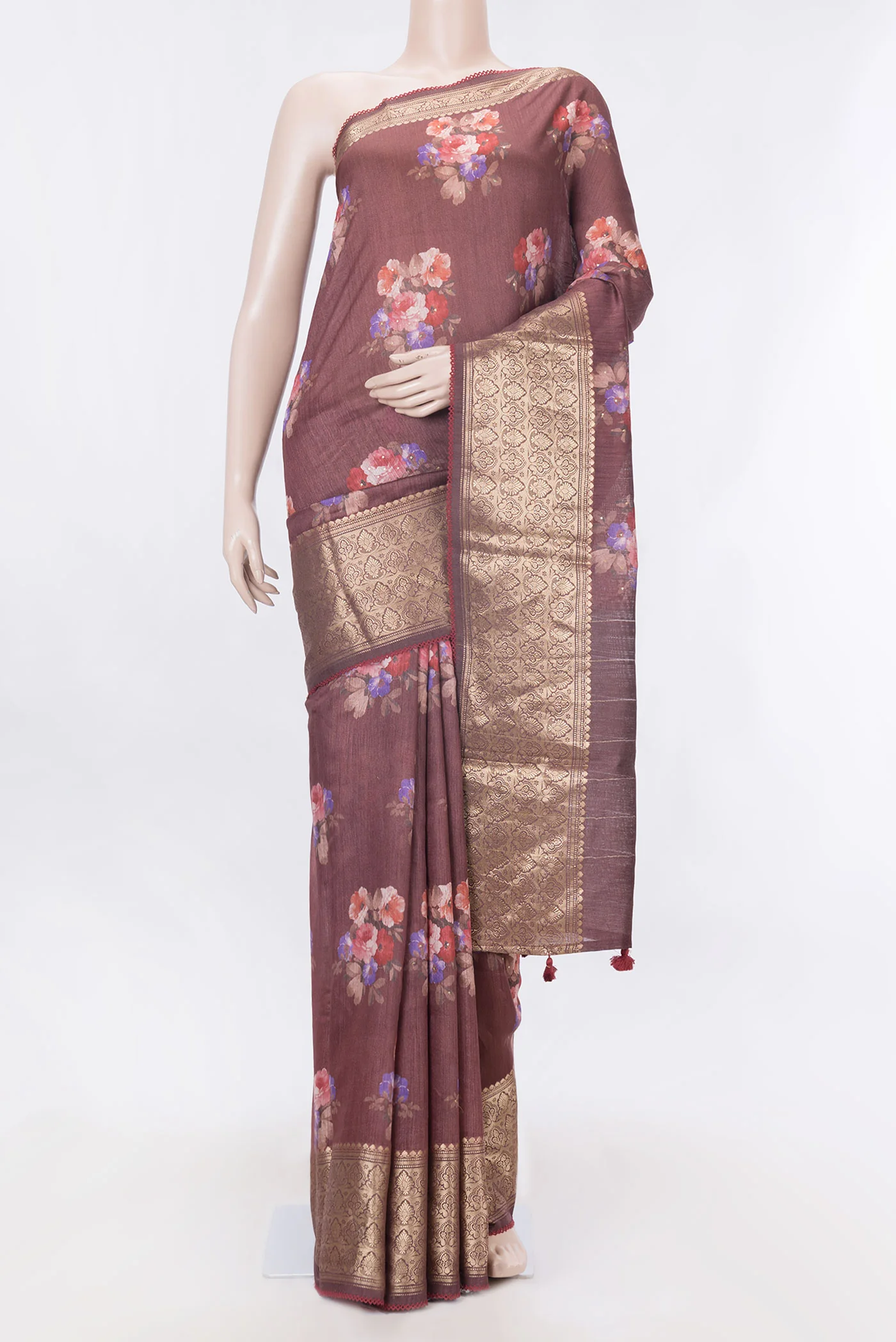 Maroon Dual Tone Tussar Silk Saree