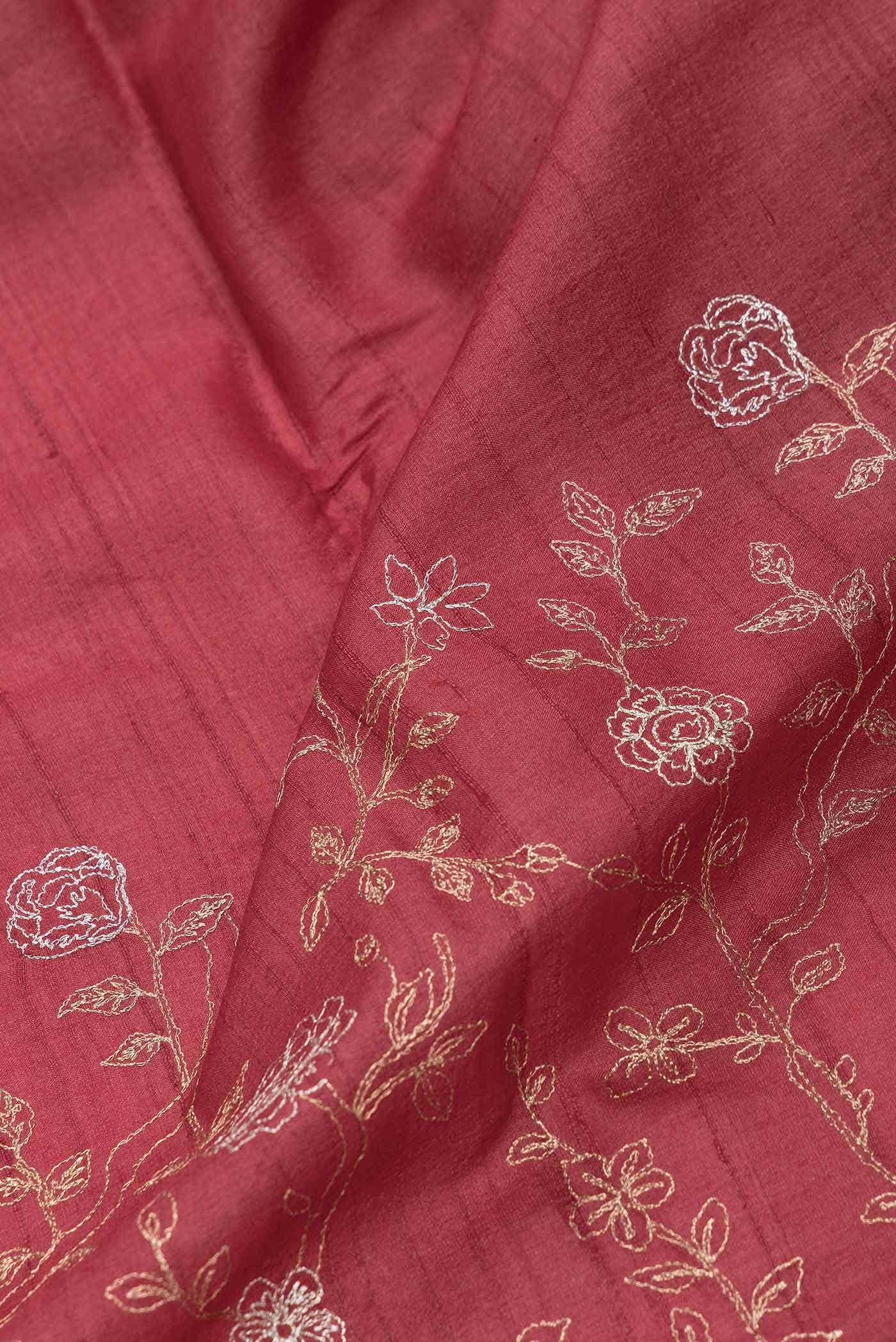 Maroon Dual Tone Tussar Silk Saree - Image 2