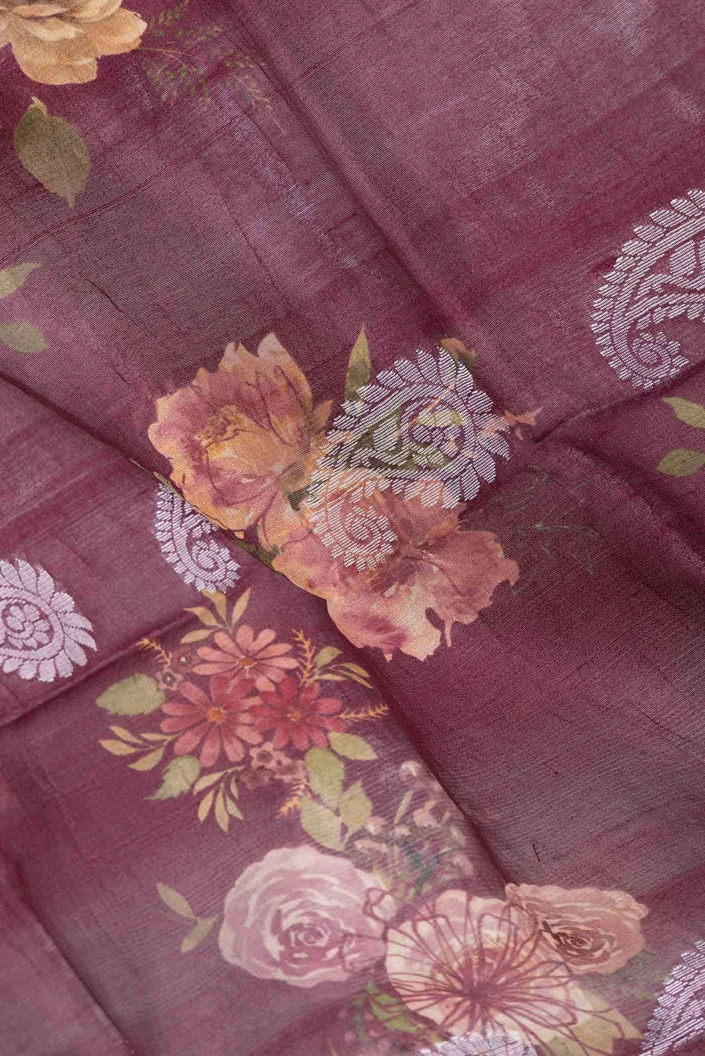 Maroon Dual Tone Tussar Silk Saree - Image 2