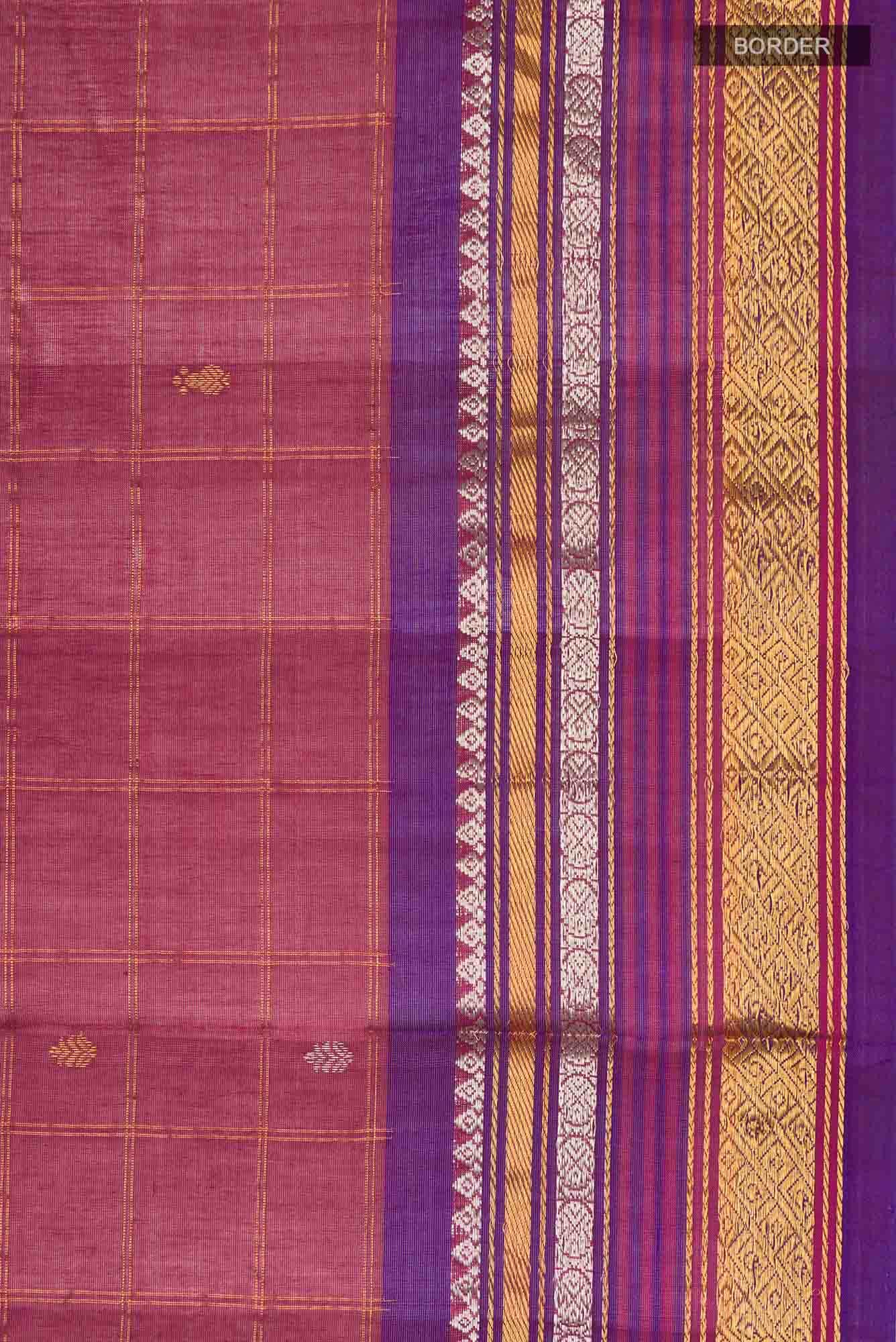 Maroon Gadwal cotton Saree - Image 4