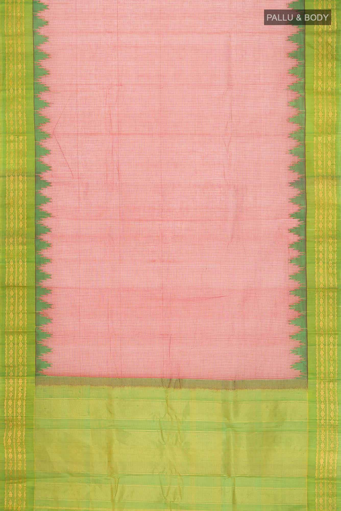 Maroon Gadwal cotton Saree - Image 3
