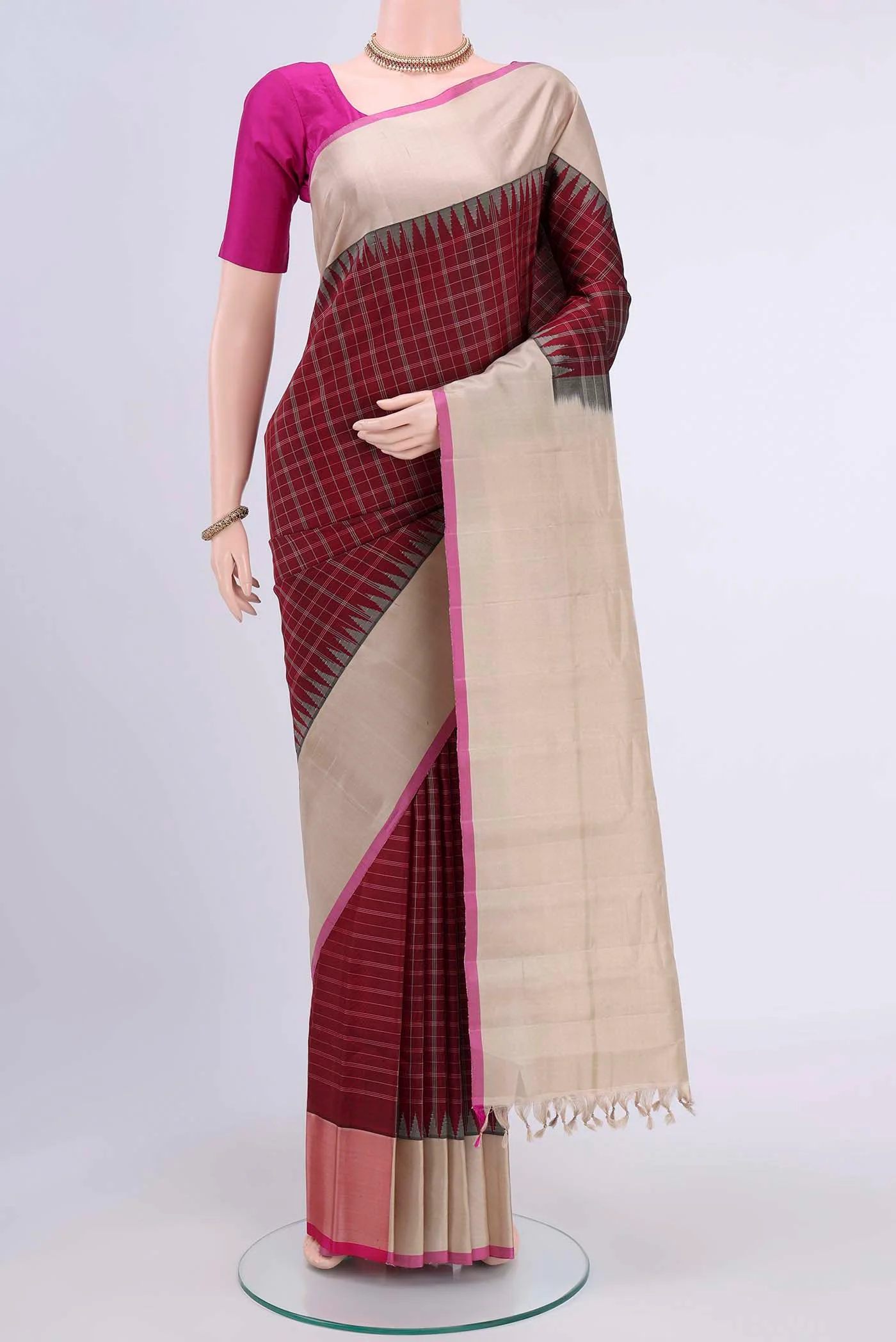 Maroon Gadwal Silk Saree