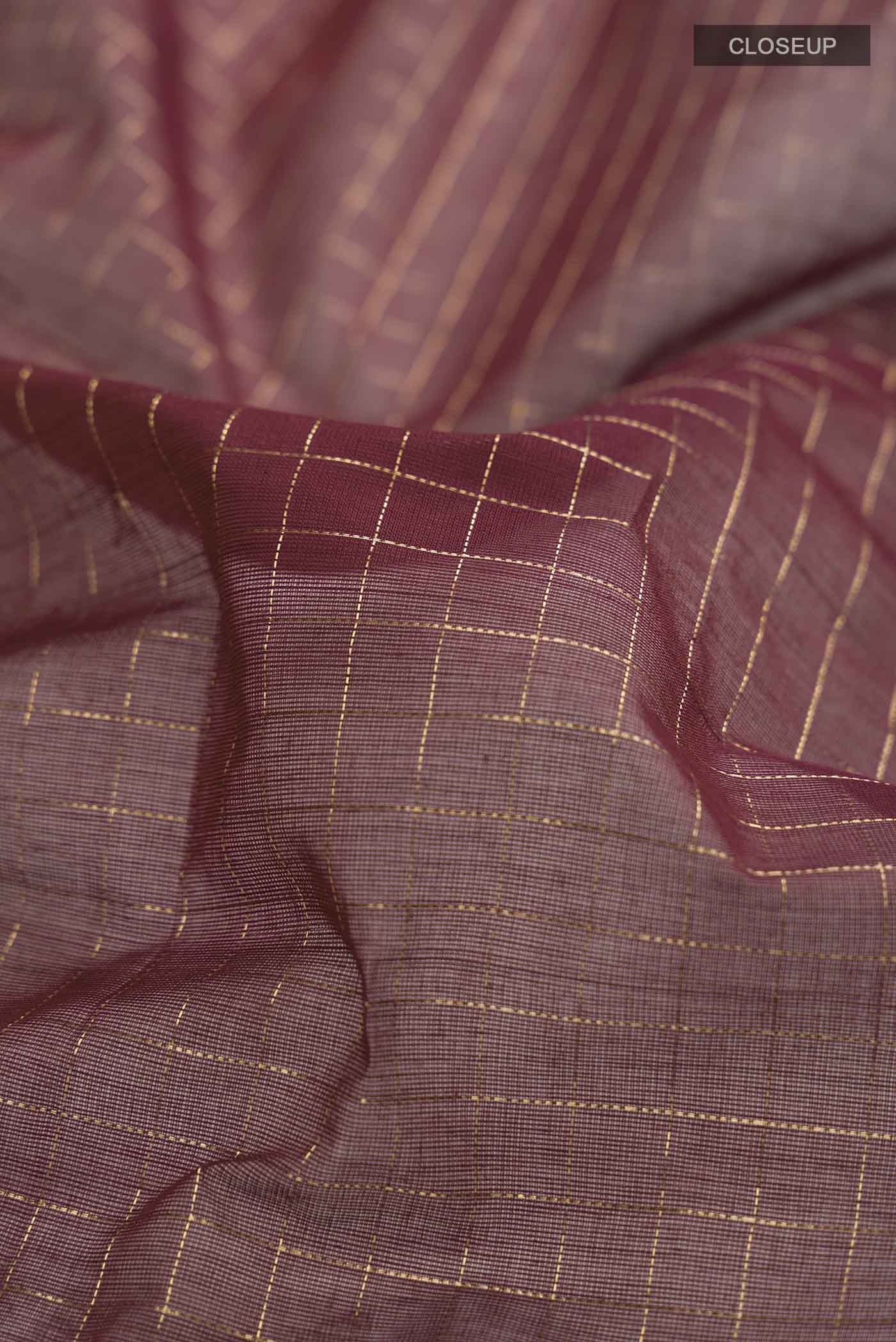 Maroon Kanchi Cotton Saree - Image 2