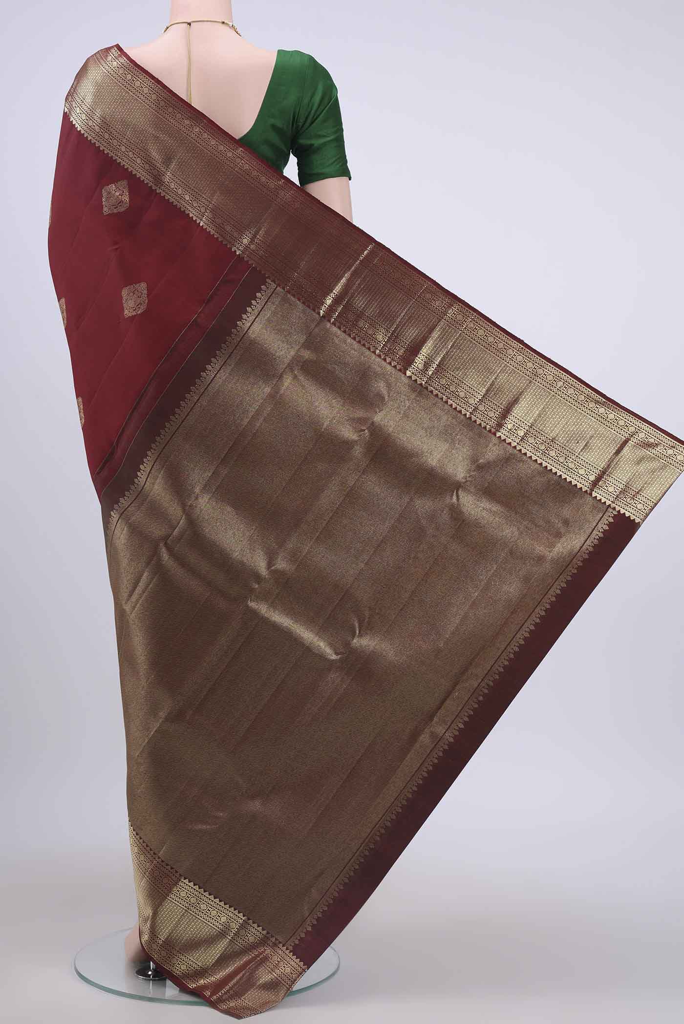 Maroon Kanchipuram Saree - Image 3