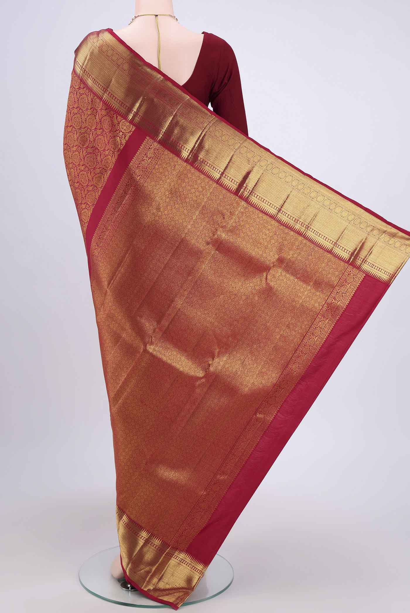 Maroon Kanchipuram Silk Saree - Image 3
