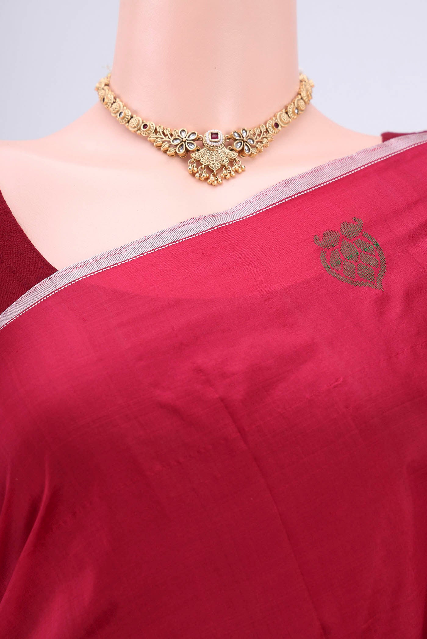 Maroon Kanchipuram Silk Saree - Image 2