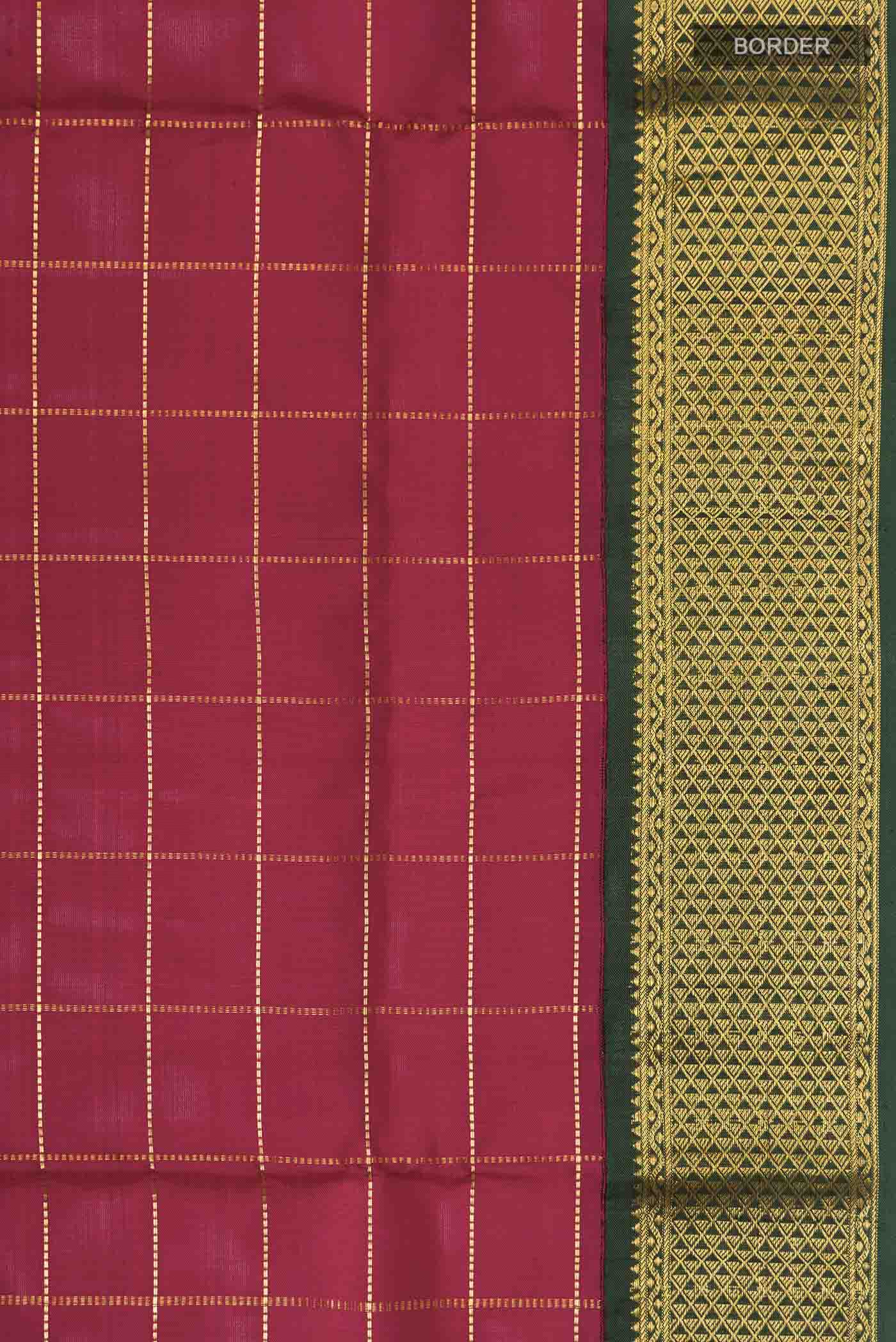 Maroon Kanchipuram Silk Nine Yards Saree - Image 3