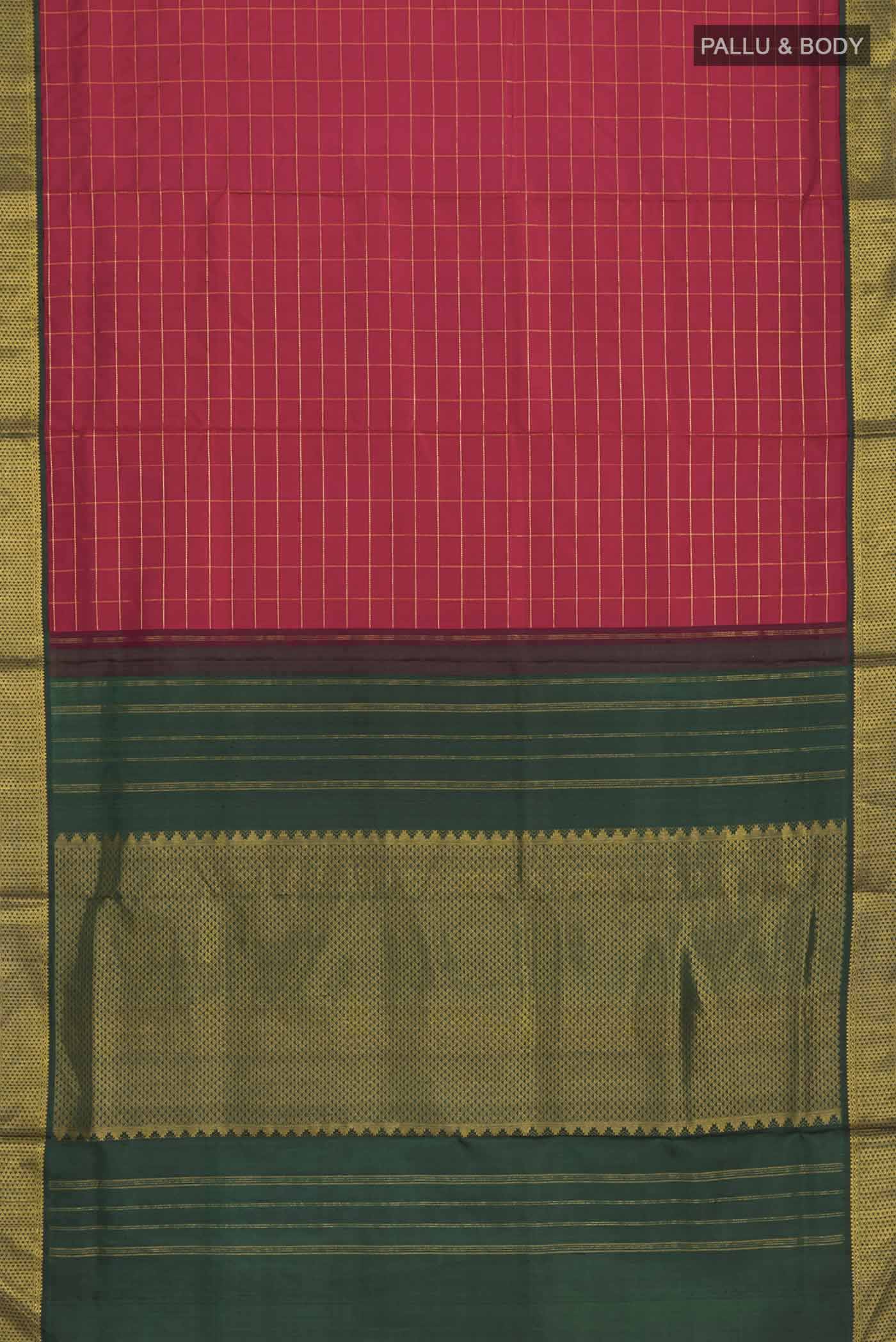 Maroon Kanchipuram Silk Nine Yards Saree - Image 5