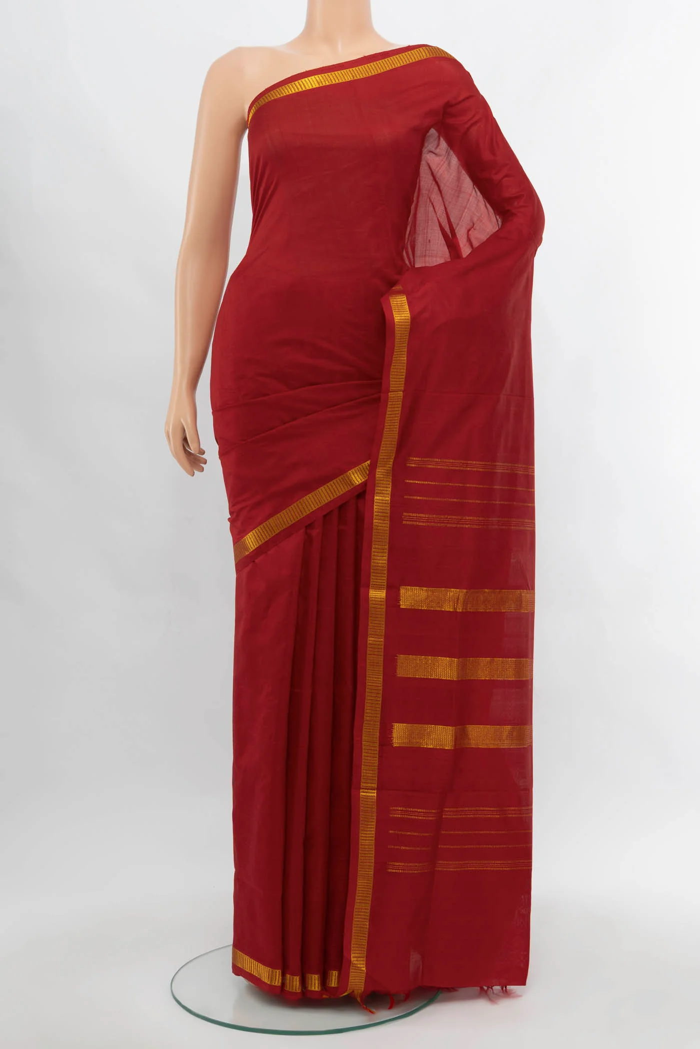 Maroon Kanchipuram Silk Nine Yards Saree