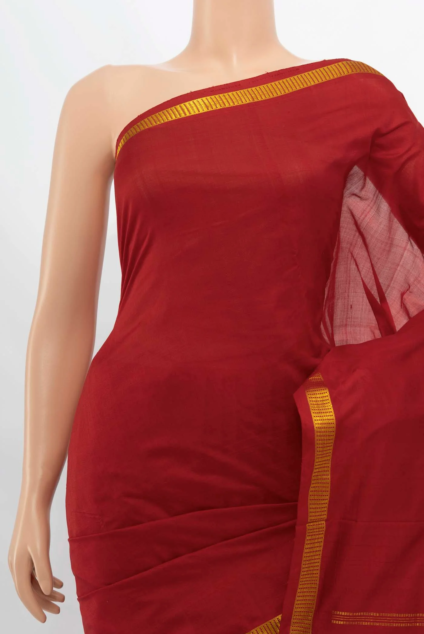 Maroon Kanchipuram Silk Nine Yards Saree - Image 2