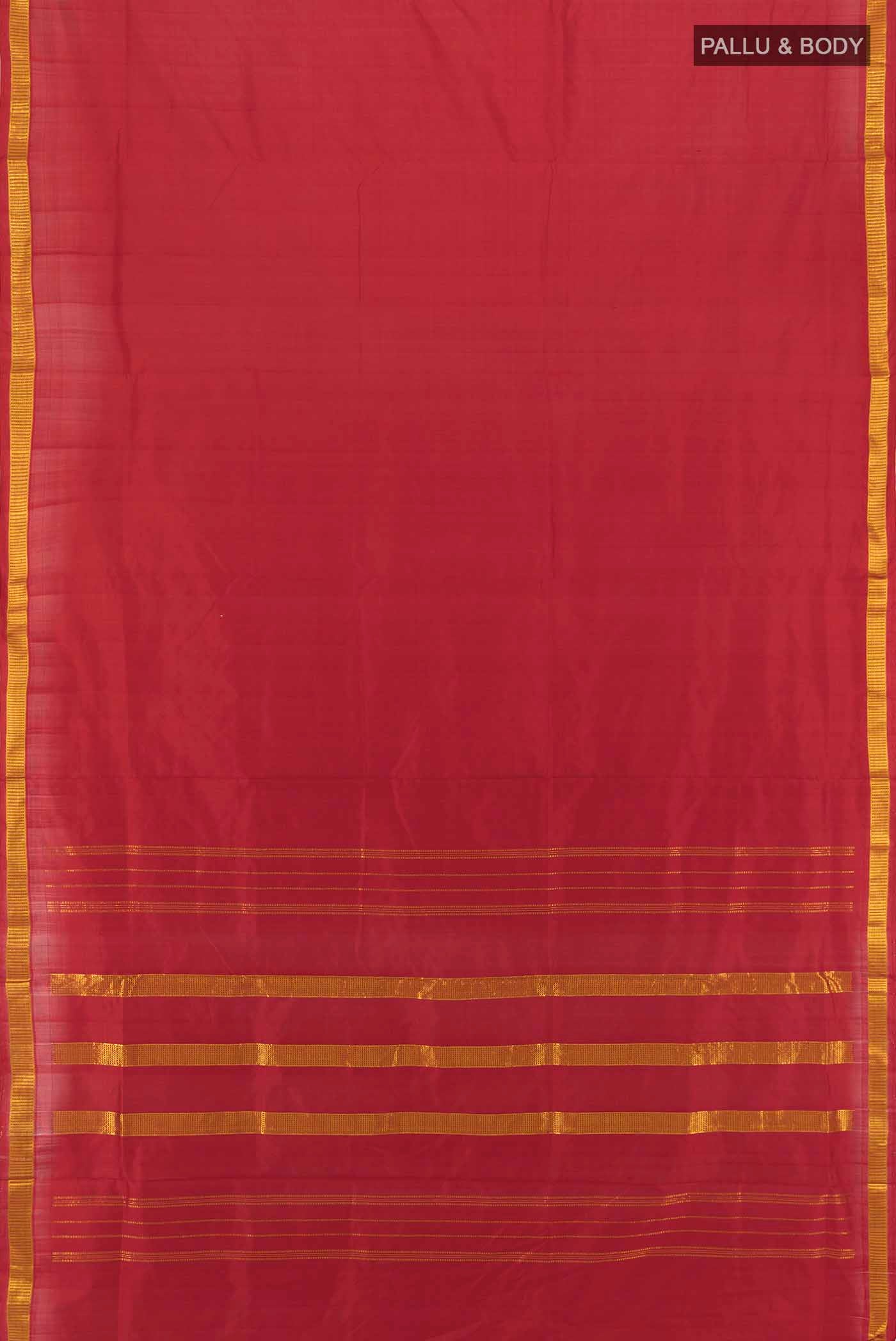 Maroon Kanchipuram Silk Nine Yards Saree - Image 4