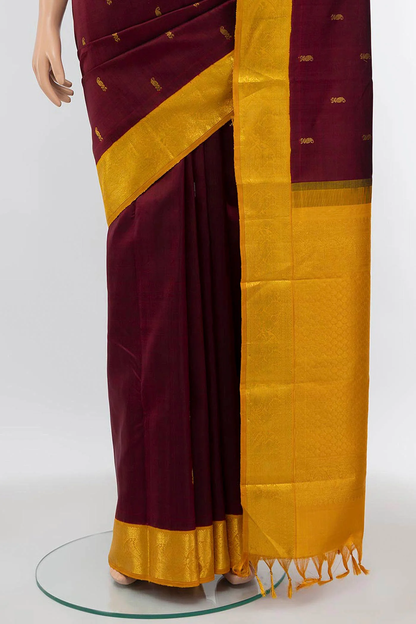 Maroon Kanjivaram Silk Saree - Image 3