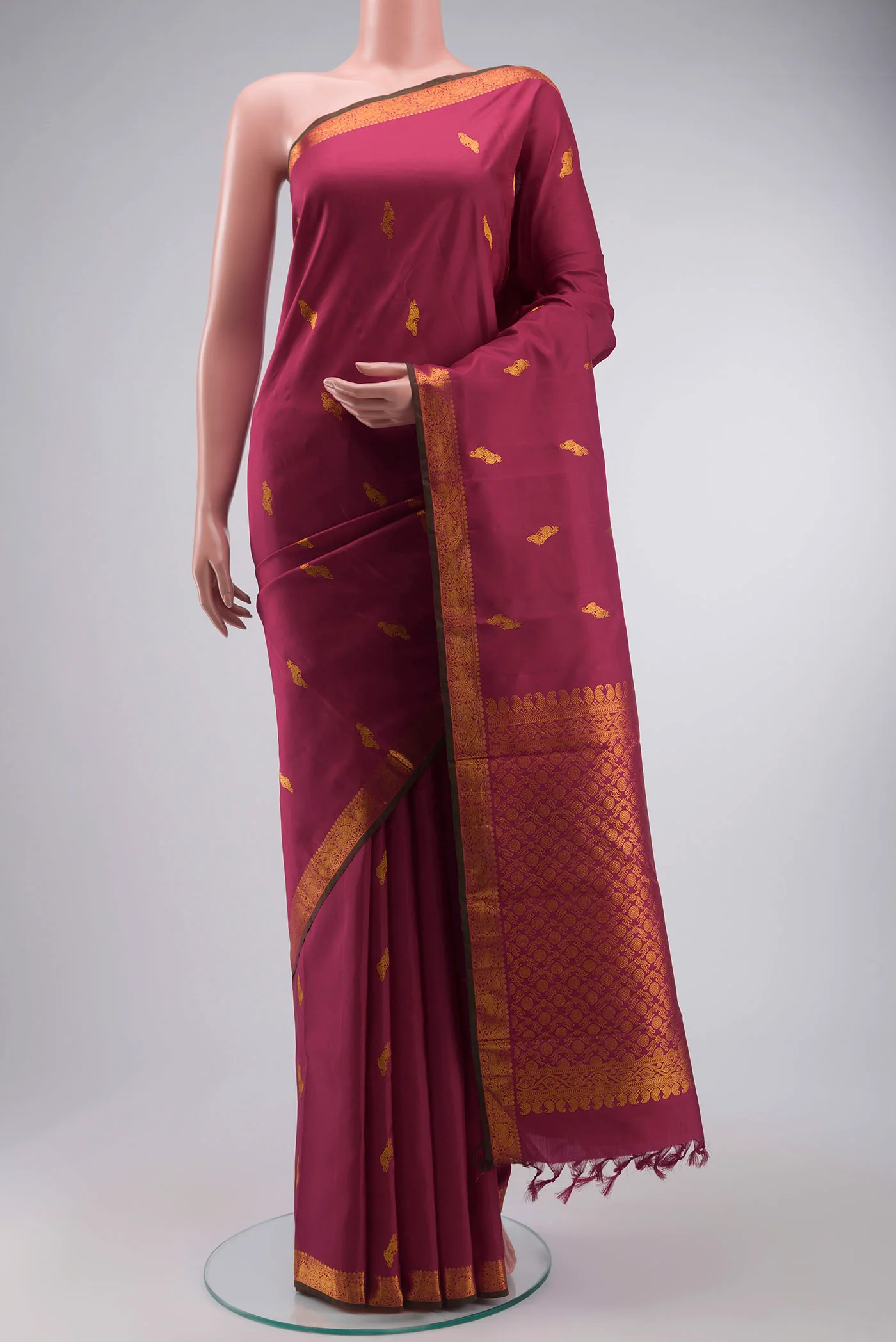 Maroon Kanchipuram Silk Saree