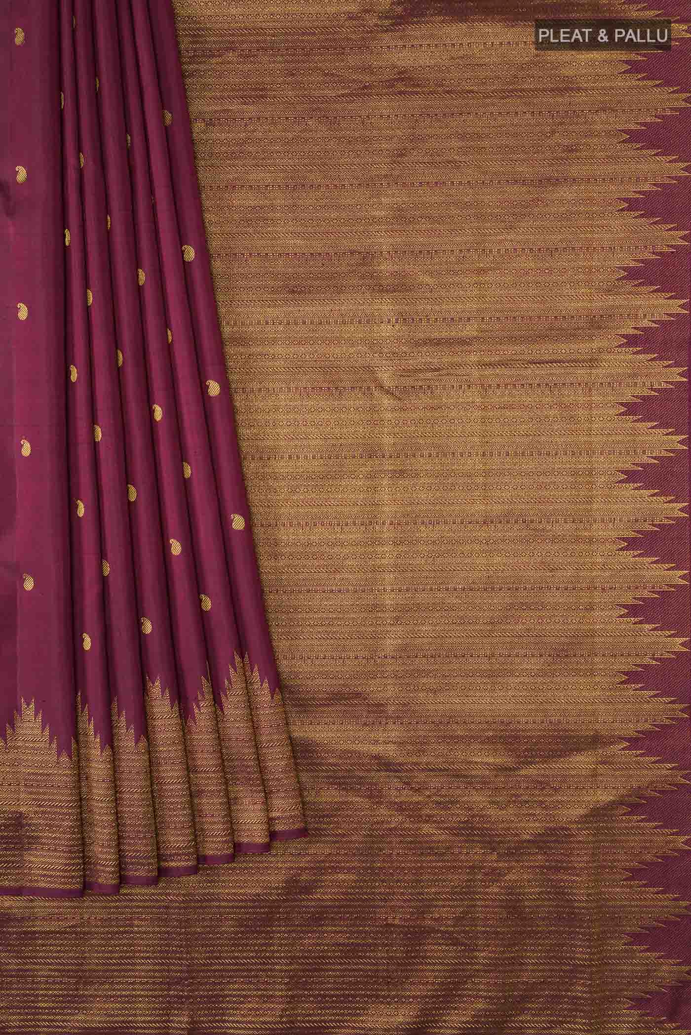 Maroon Kanjivaram Silk Saree - Image 4