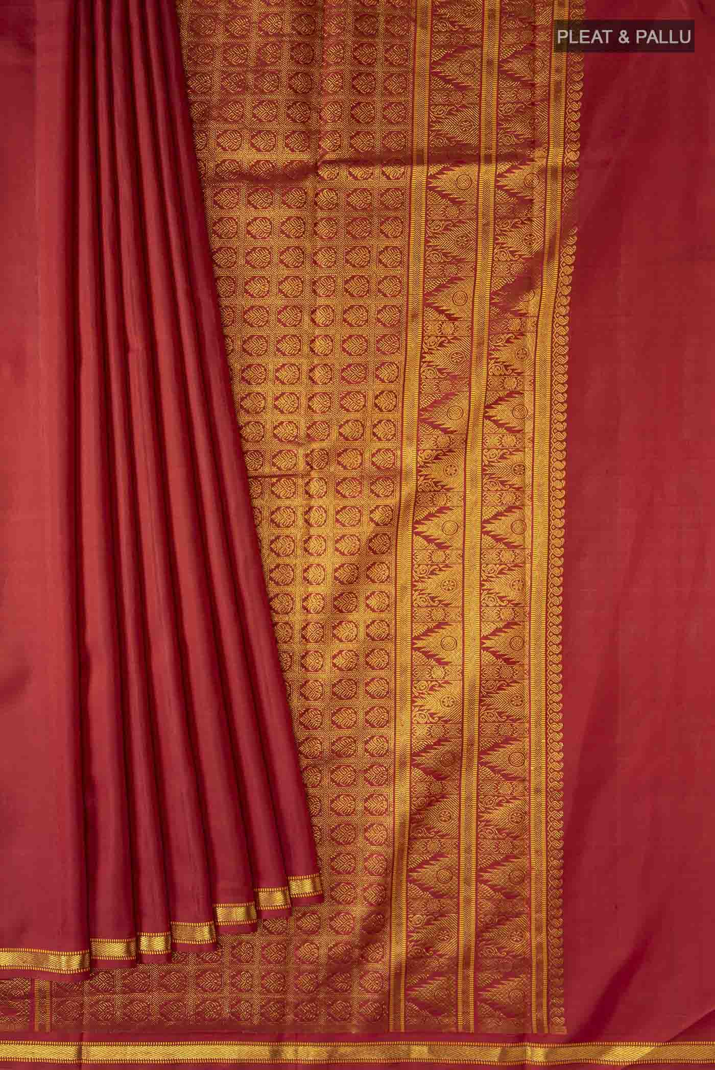 Maroon Kanchipuram Silk Saree - Image 4