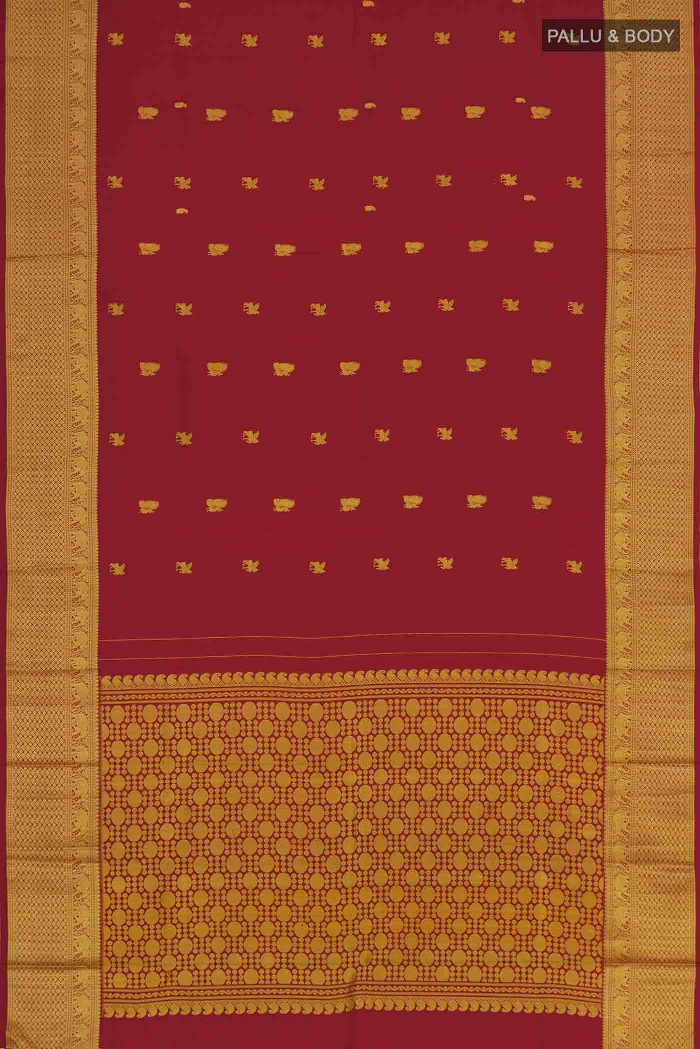 Maroon Kanjivaram Silk Saree - Image 5