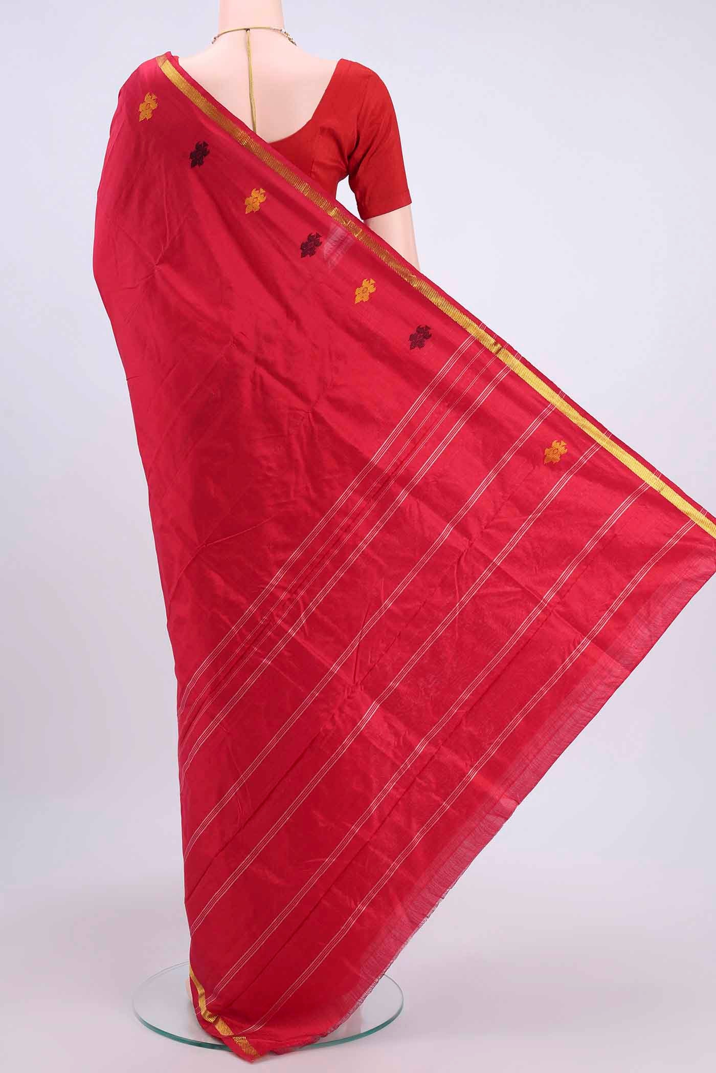 Deep Red Kanchipuram Silk Saree - Image 3