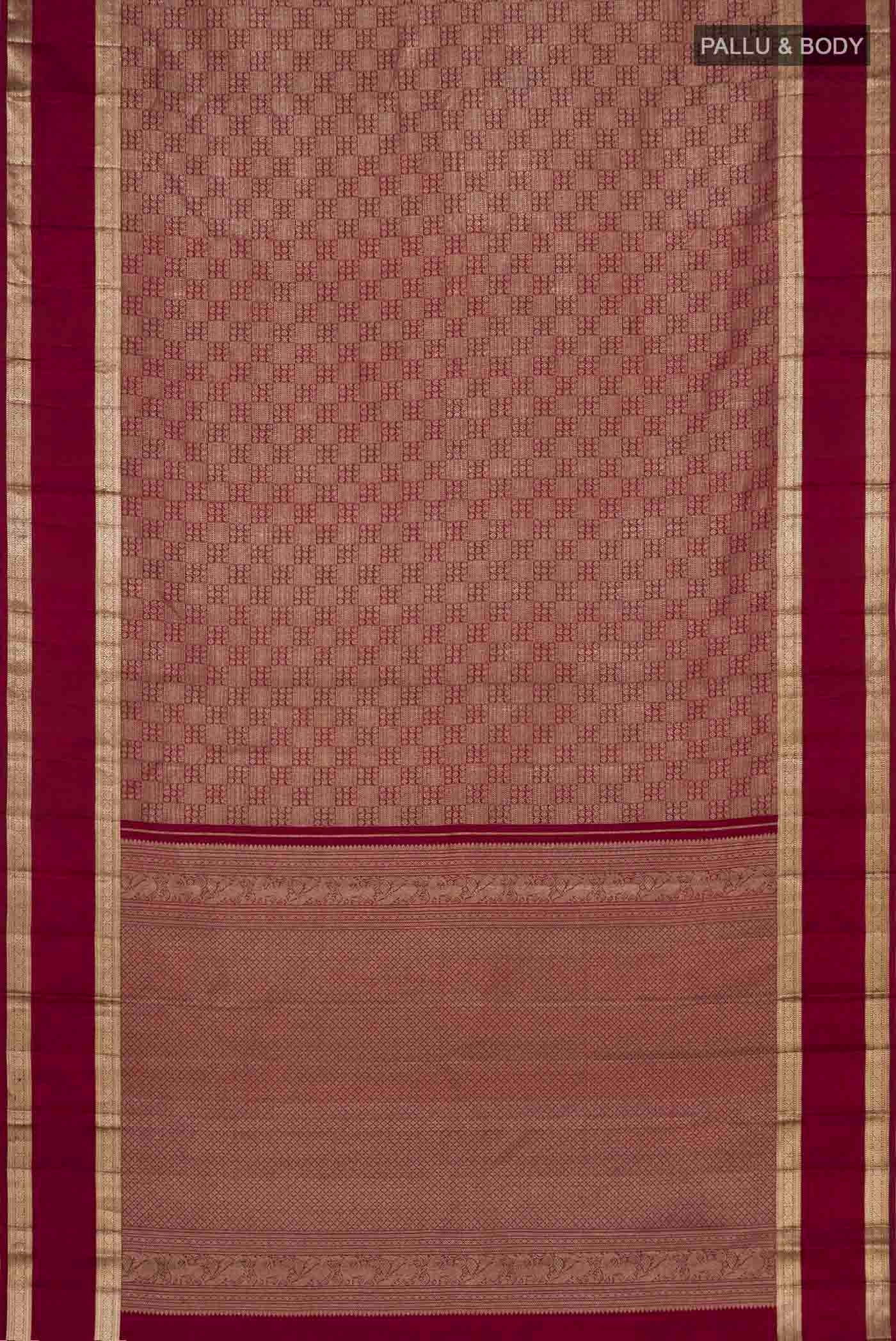 Maroon Kanchipuram Silk Saree - Image 4