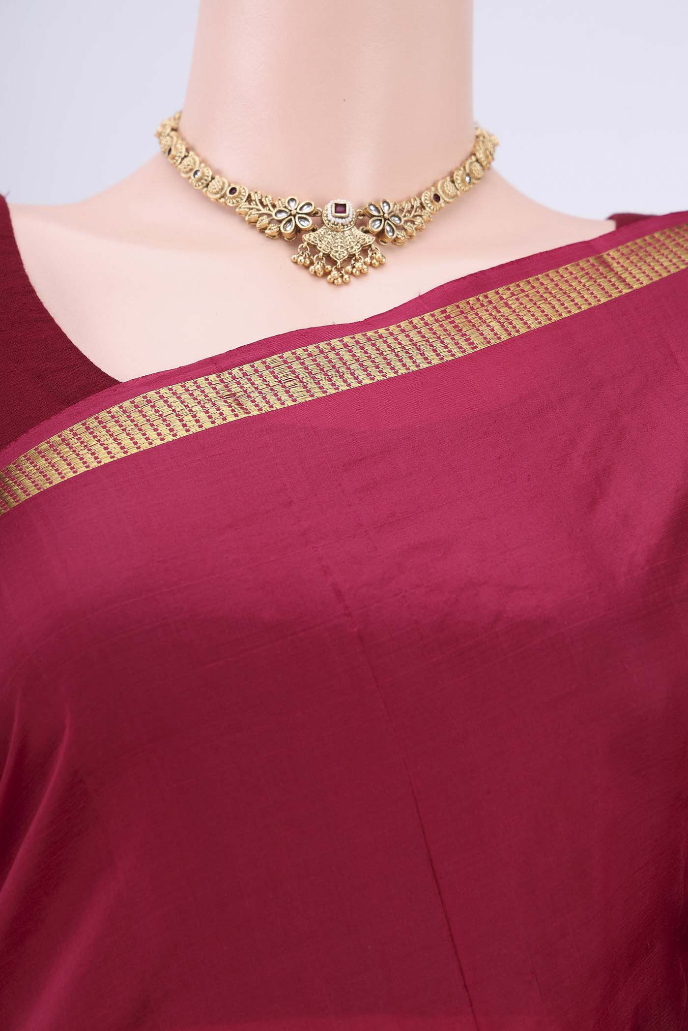 Maroon Kanchipuram Silk Saree - Image 2