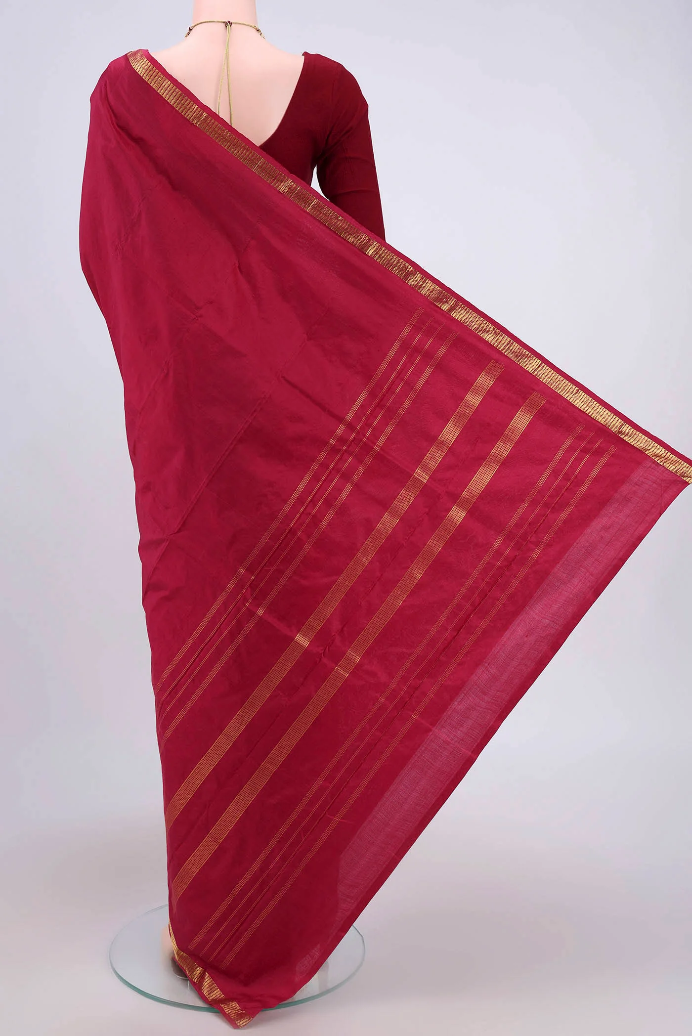 Maroon Kanchipuram Silk Saree - Image 3