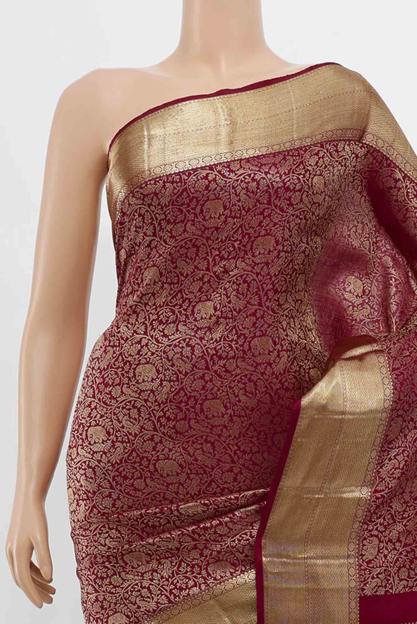 Maroon Kanchipuram Silk Saree - Image 2