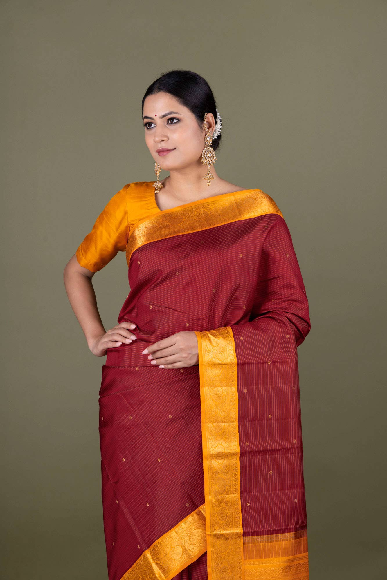 Maroon Kanchipuram Silk Saree - Image 2