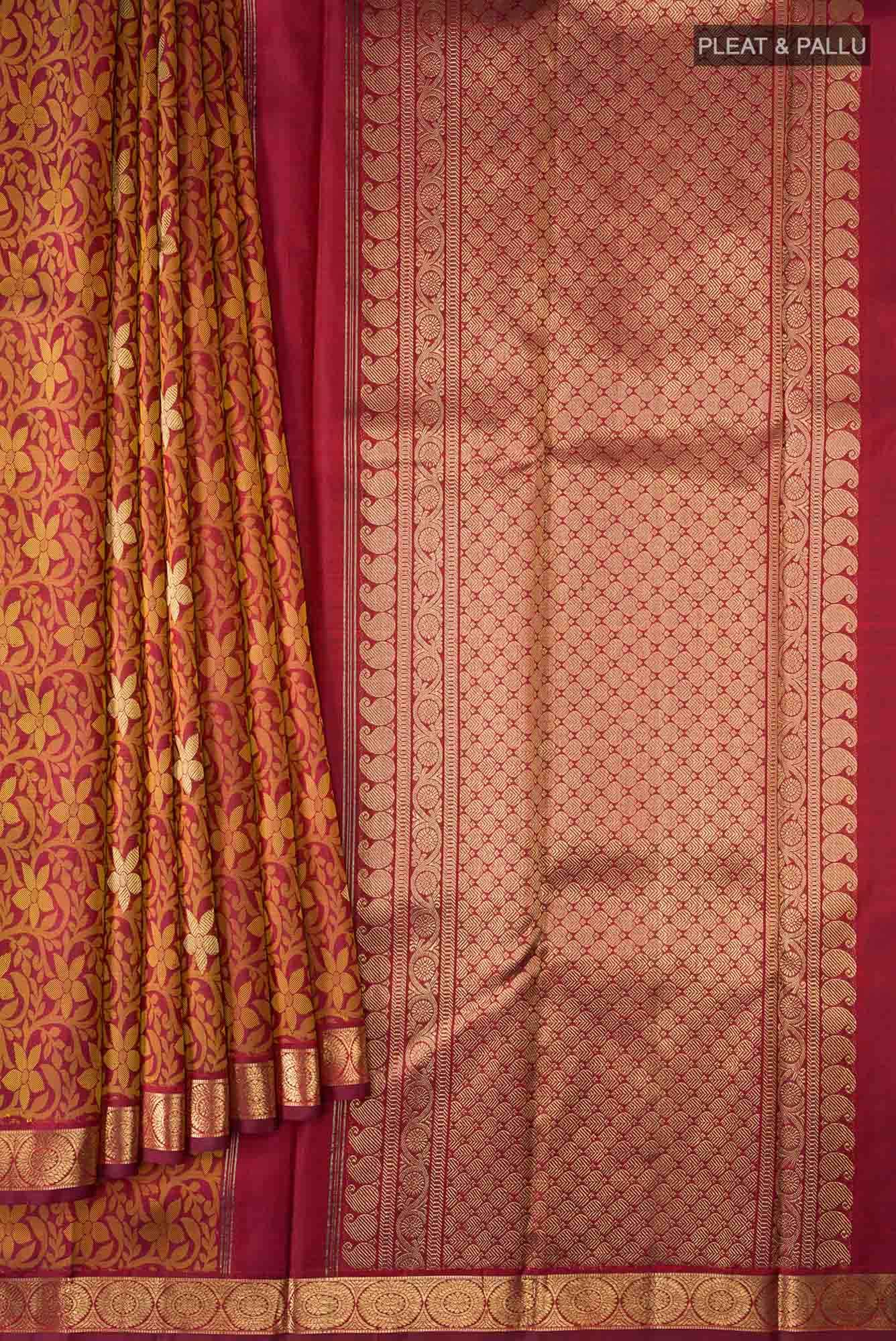 Maroon Kanjivaram Silk Saree - Image 2