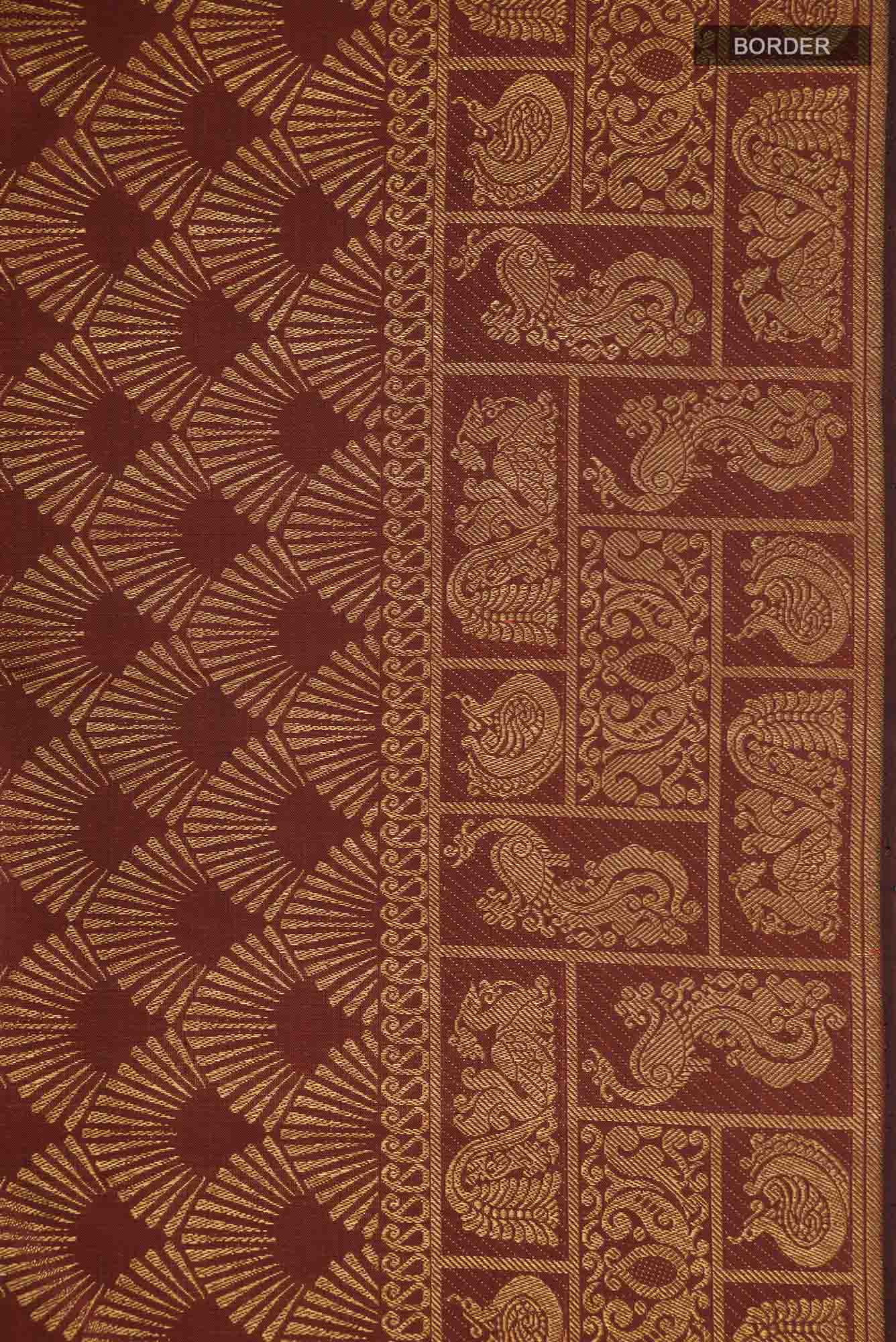 Tara-Maroon Kanchipuram Silk Saree - Image 3
